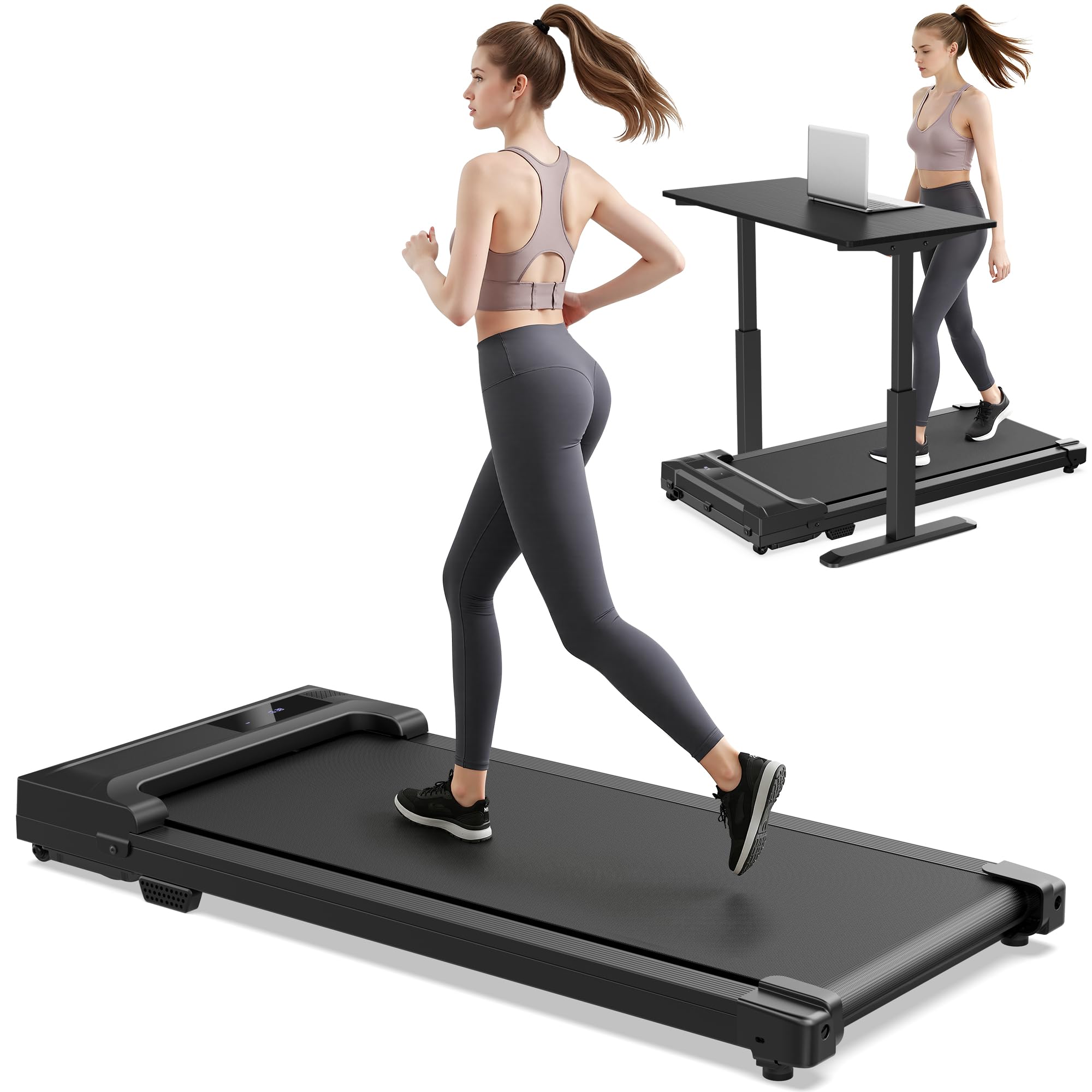 Walking Pad Laufband für Zuhause - Home Office Laufbänder Under Desk Schreibtisch Laufpad Leise Tragbares Kompakte Gehband Klein Mini Treadmill LED-Anzeige Tretmühle Remote Control Angebot bei HelloDeals