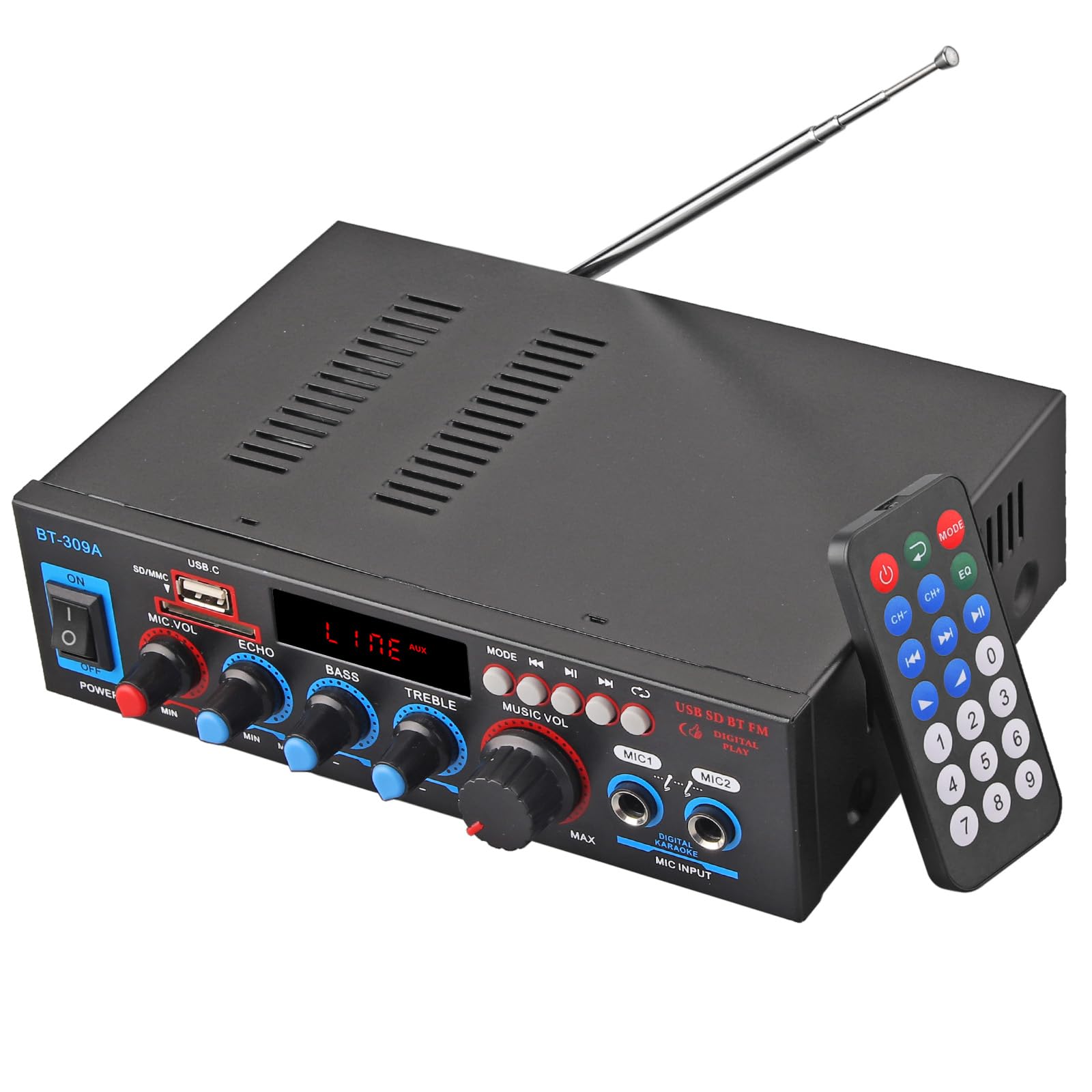 PROZOR Bluetooth Verstärker HiFi Stereo 40W+40W 12V 220V Verstärker Auto mit Bluetooth Radio 2 Kanal Stereo Audio Verstärker Amplifier BT-309A Angebot bei HelloDeals