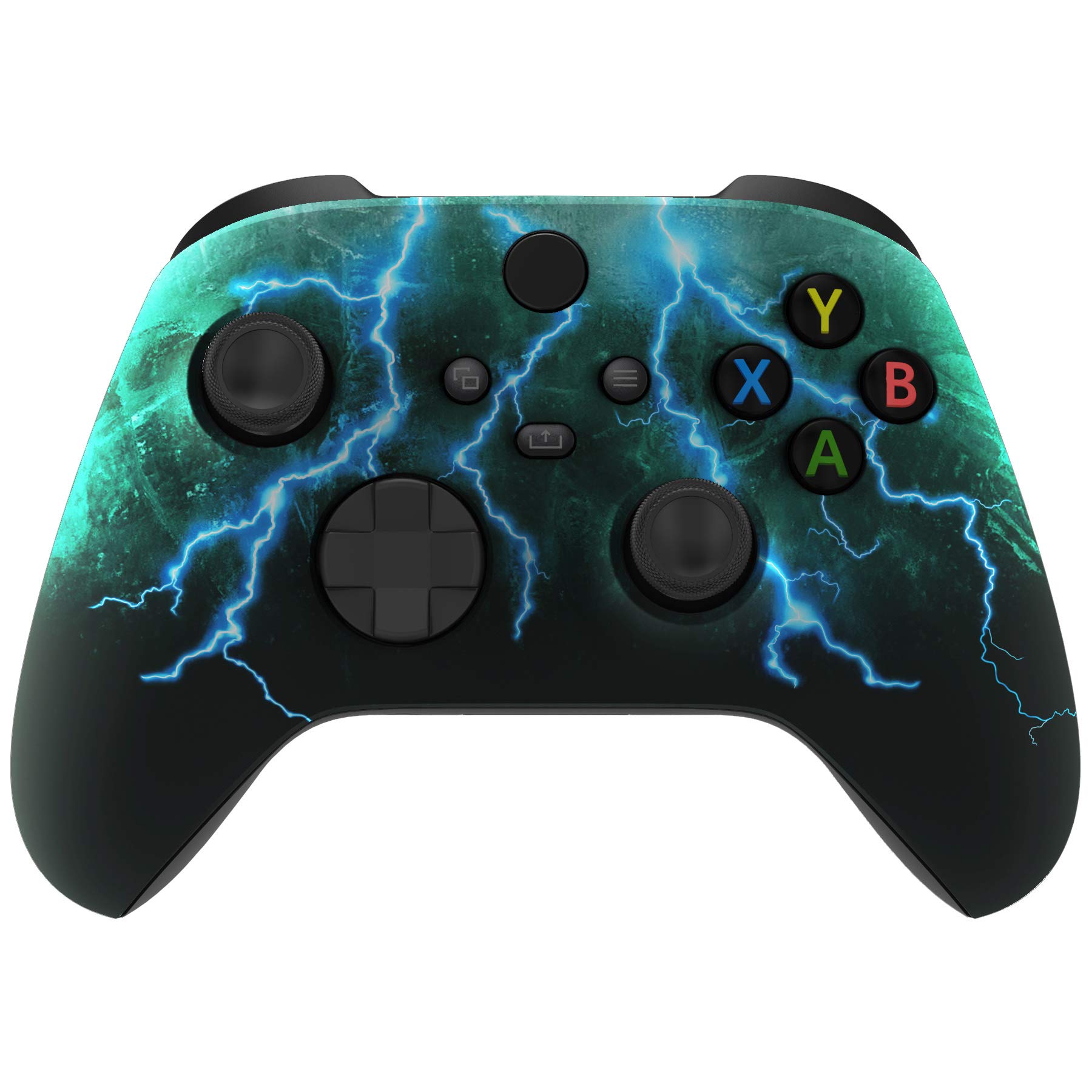 eXtremeRate Front Case Gehäuse für Xbox Series X&S Controller, Vordere Hülle faceplate Cover Skin Shell Zubehör für Xbox Core Controller Model 1914(Grüner Sturm)-Kein Controller Angebot bei HelloDeals