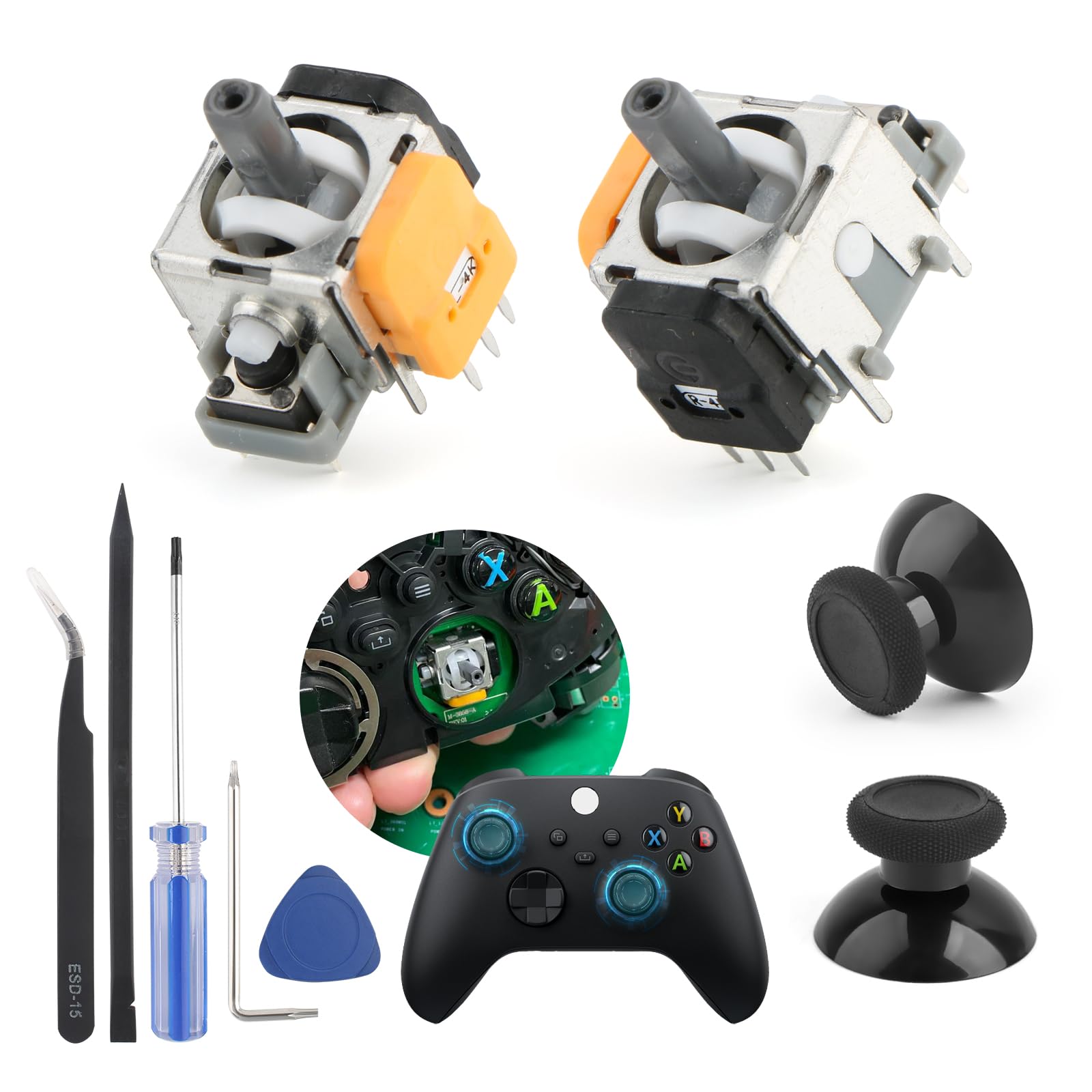 2 Stück für Xbox Series S/X Hall Effekt Sticks Kompatibel mit Xbox Series S/X Joystick 3D Analog Sensor Controller mit Thumbsticks Reparatur Kit Ersatz Accessory Angebot bei HelloDeals