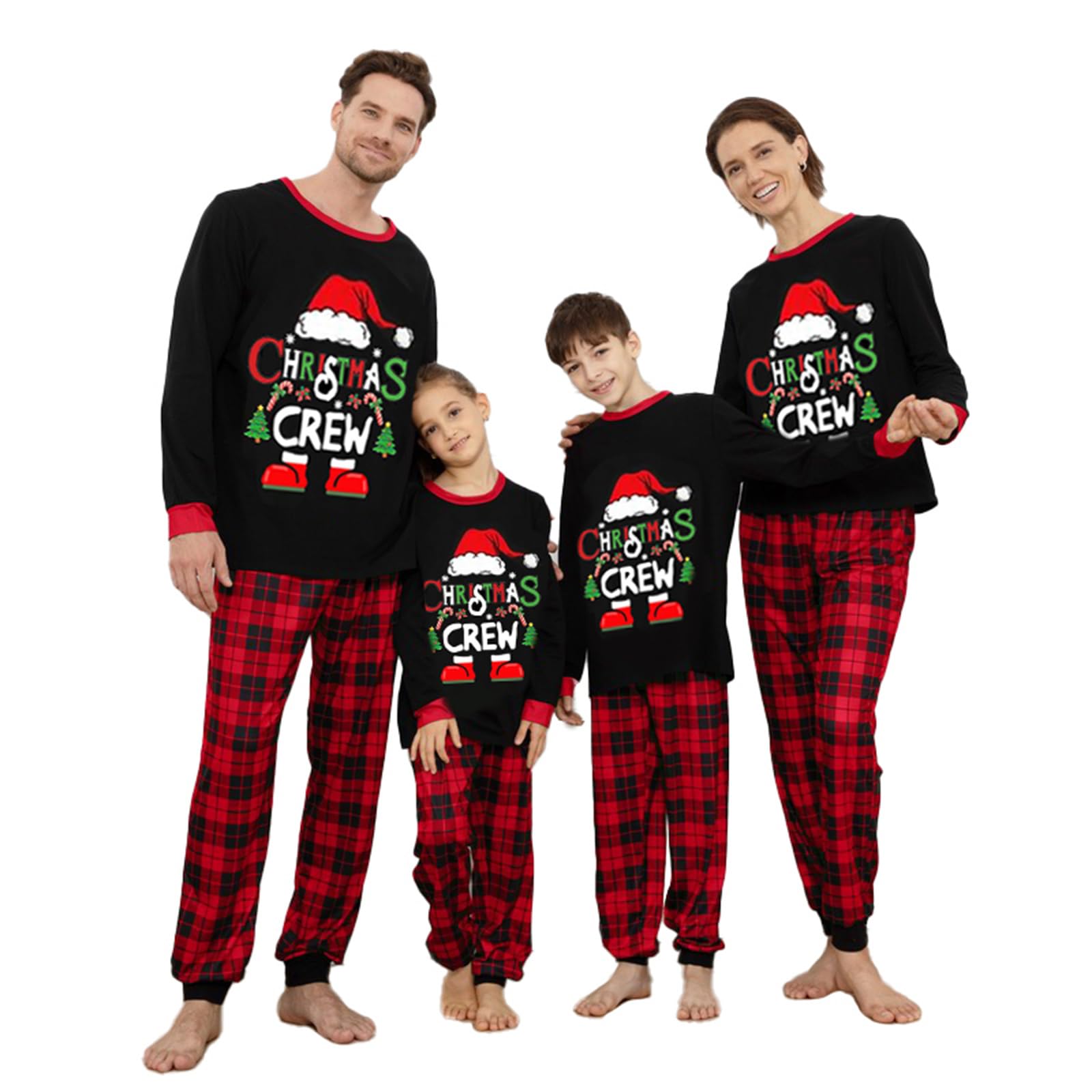 Neufigr Weihnachtspyjama Familie Set,Weihnachts Pyjama,Weihnachten Schlafanzug Familie,Christmas Pyjama,Weihnachts Schlafanzug Herren L 01- Schwarz Rot Angebot bei HelloDeals