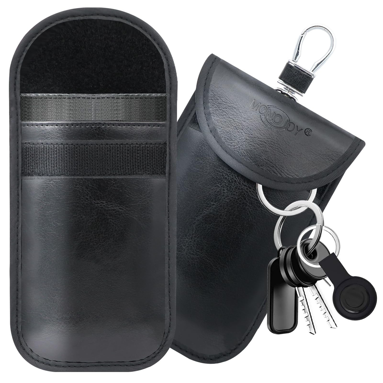 MONOJOY Abschirmtasche-Tasche für Auto-Funkschlüssel,Autoschlüssel Hülle 2er-Set,Faraday Bags,keyless go Schutz,Autoschlüssel Schutz Keyless,Auto Diebstahlschutz,Schlüsseltasche Schwarz,Auto zubehör Angebot bei HelloDeals