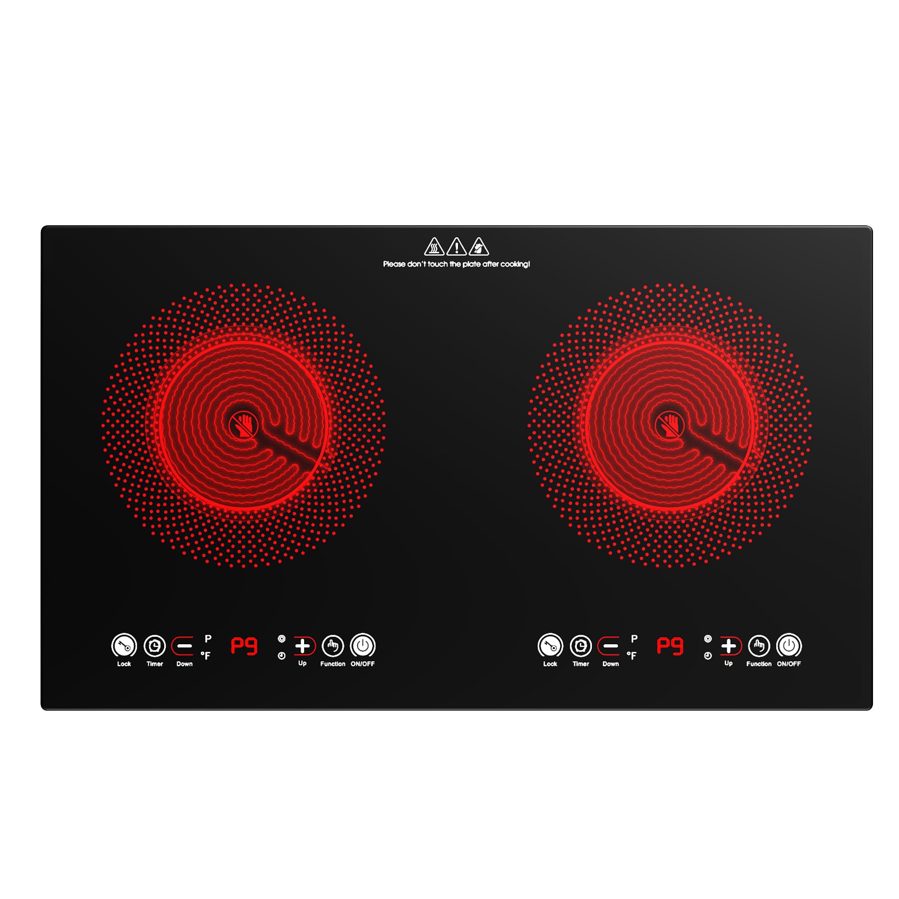 VBGK Glaskeramik Kochfeld 2 Platte Tragbar, 220V 3520W Kochplatten 2er Elektrisch Herdplatte mit Stecker LED-Touch-Steuerung,9 Leistungsstufen,3-Stunden-Timer,Sicherheitsverriegelung,Restwärmeanzeige 2 Zonen Glaskeramikkochfeld Angebot bei HelloDeals