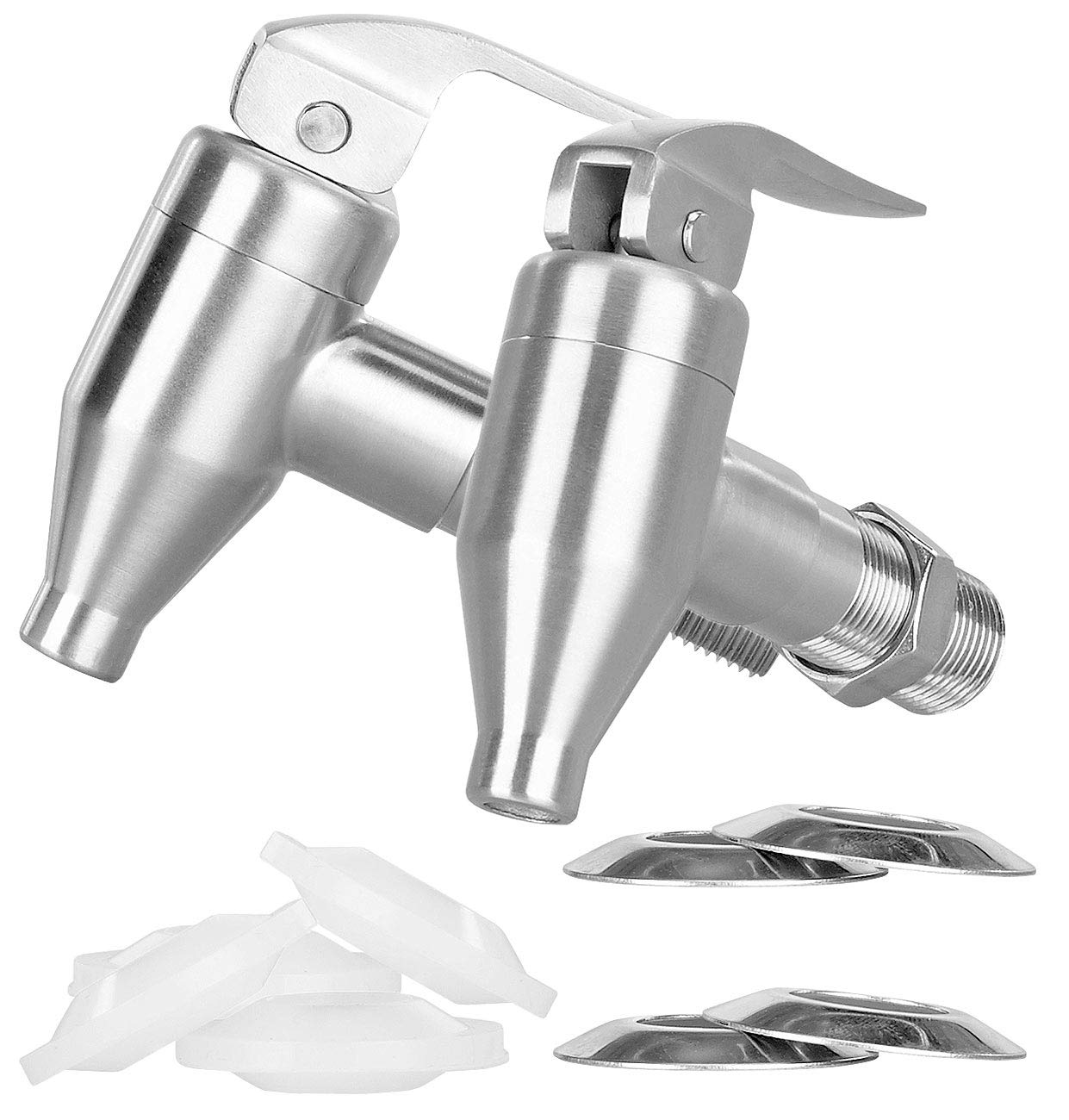 PEARL Edelstahlhahn: 2er-Set Universal Edelstahl-Zapfhähne für Getränkespender (Edelstahlzapfhahn, Bier-Zapfhahn, Wasserspender) Angebot bei HelloDeals