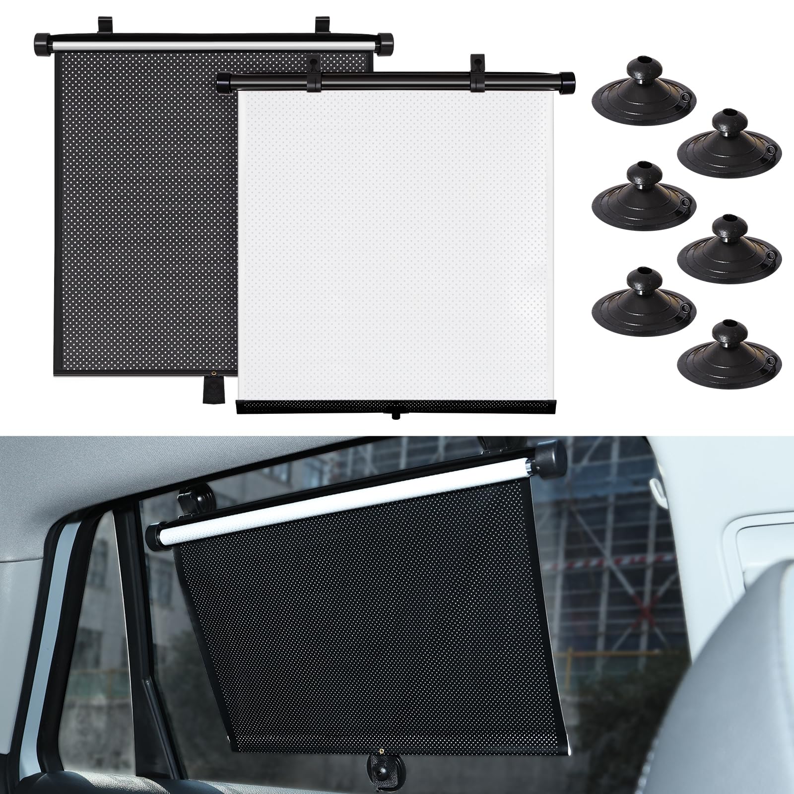 XCBYT Autofenster-Sonnenschutz für Babys, einziehbarer Sonnenschutz für Babys, Seitenfenster, UV-Blendung und Wärmeprotaktion (49,9 x 47 cm) Angebot bei HelloDeals