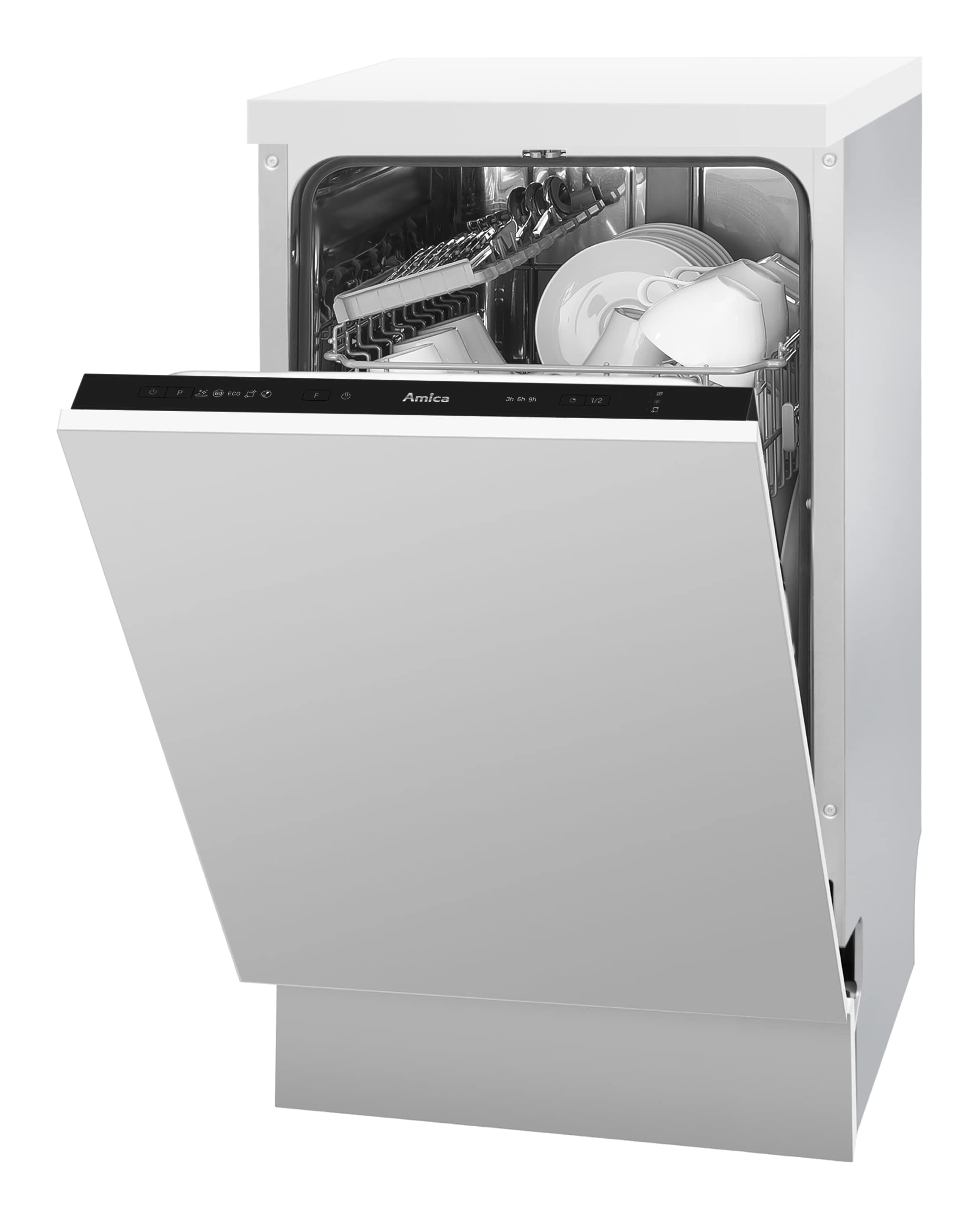 Amica EGSPV 587 915 Einbau-Geschirrspüler / vollintegrierte Spülmaschine (ohne Möbelfront) / 45cm Breite / 5 Programme / Aquastopp / Besteckkorb Angebot bei HelloDeals