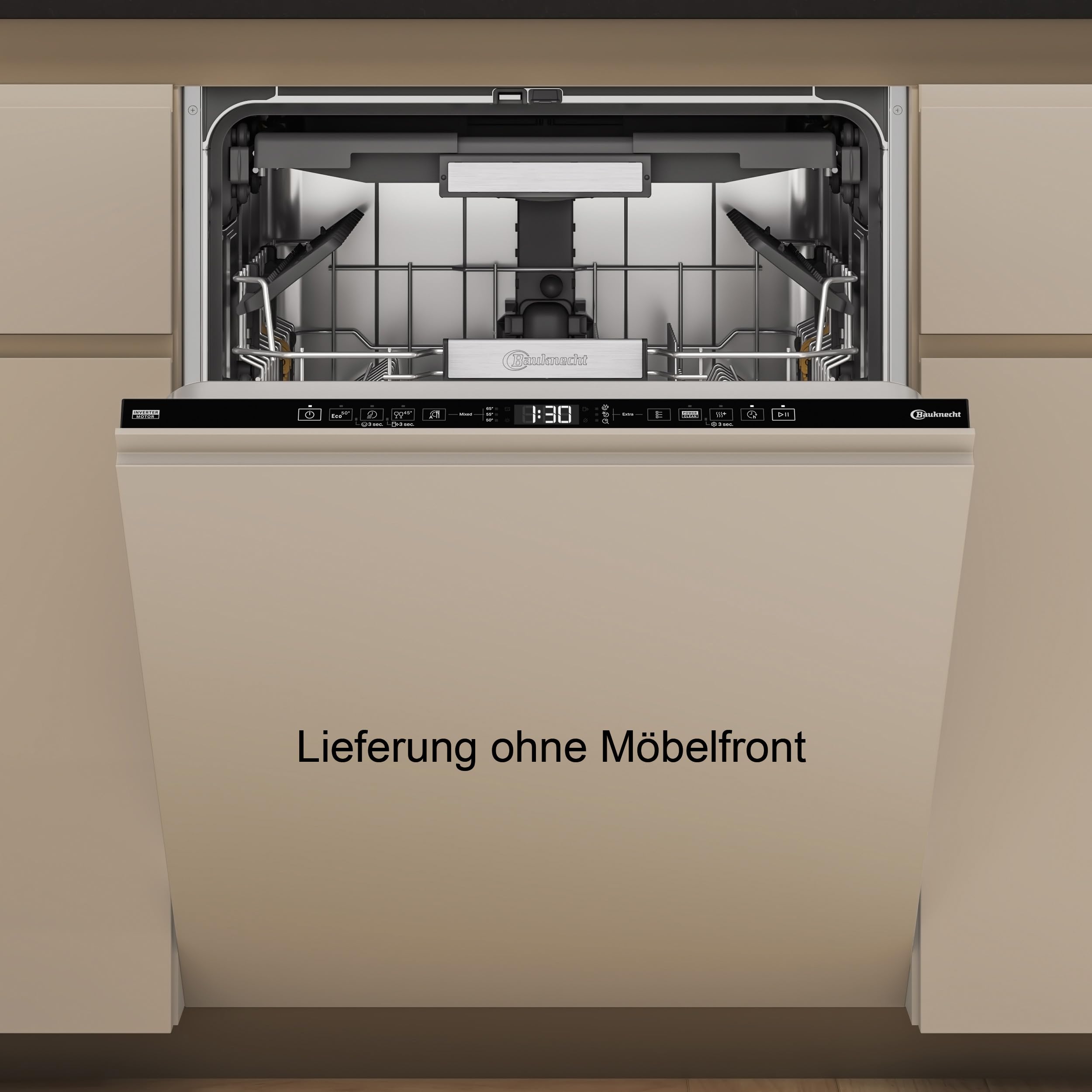 Bauknecht B7I HT58 TC Vollintegrierbarer Geschirrspüler/60 CM/15 Maßgedecke/PowerClean Pro-Effektive Hochdruckdüsen/Natural Dry-Automatische Türoffnung-Bessere Trocknung/MaxiSpace-Mehr Innenraum Angebot bei HelloDeals