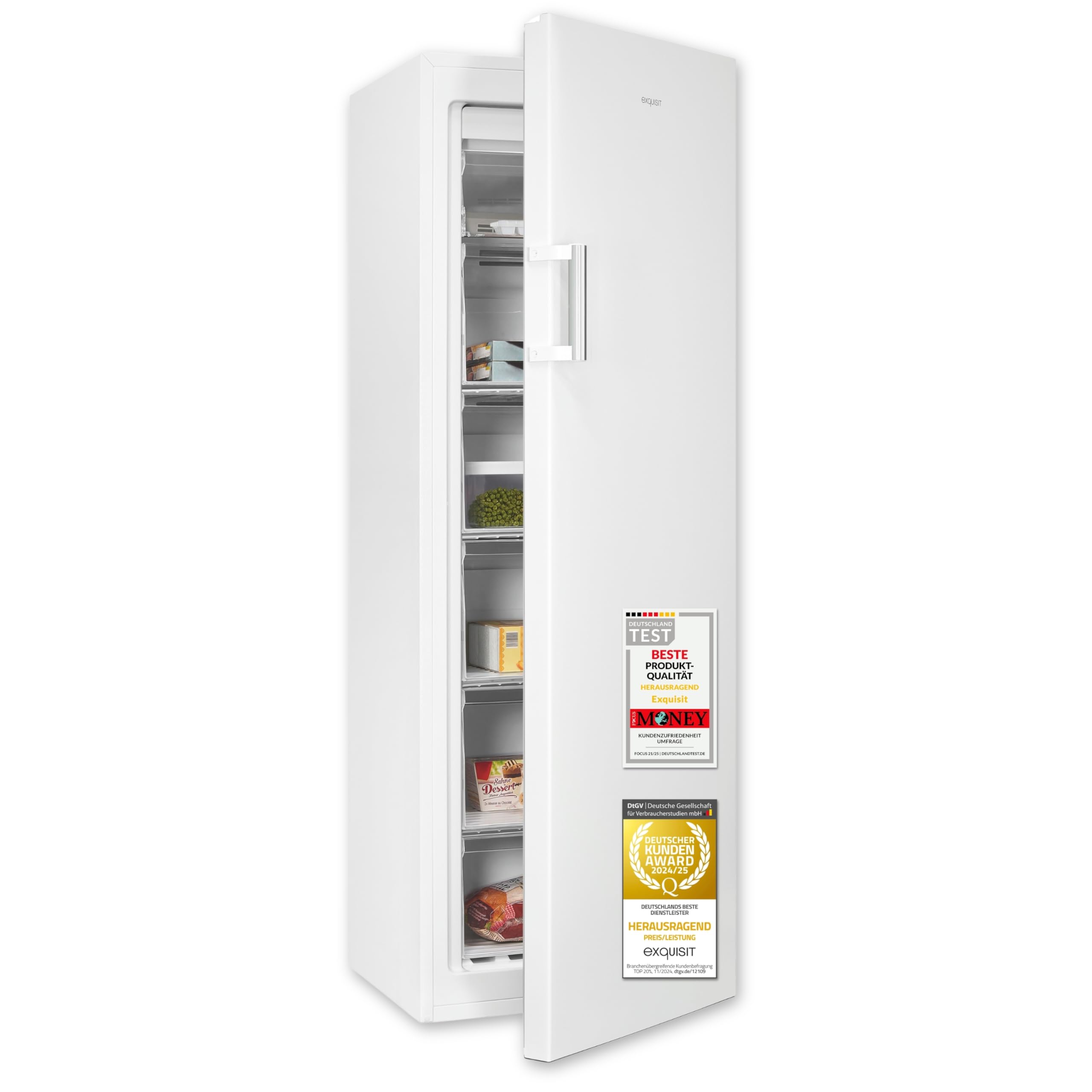 Exquisit Gefrierschrank, Tiefkühlschrank, 194 Liter, 4-Sterne-Gefrieren, Schnellgefrieren, Alarm-Funktion, Gefrierschrank NoFrost, GS4271-NF-H-010E weiss EEF: D Weiß Angebot bei HelloDeals