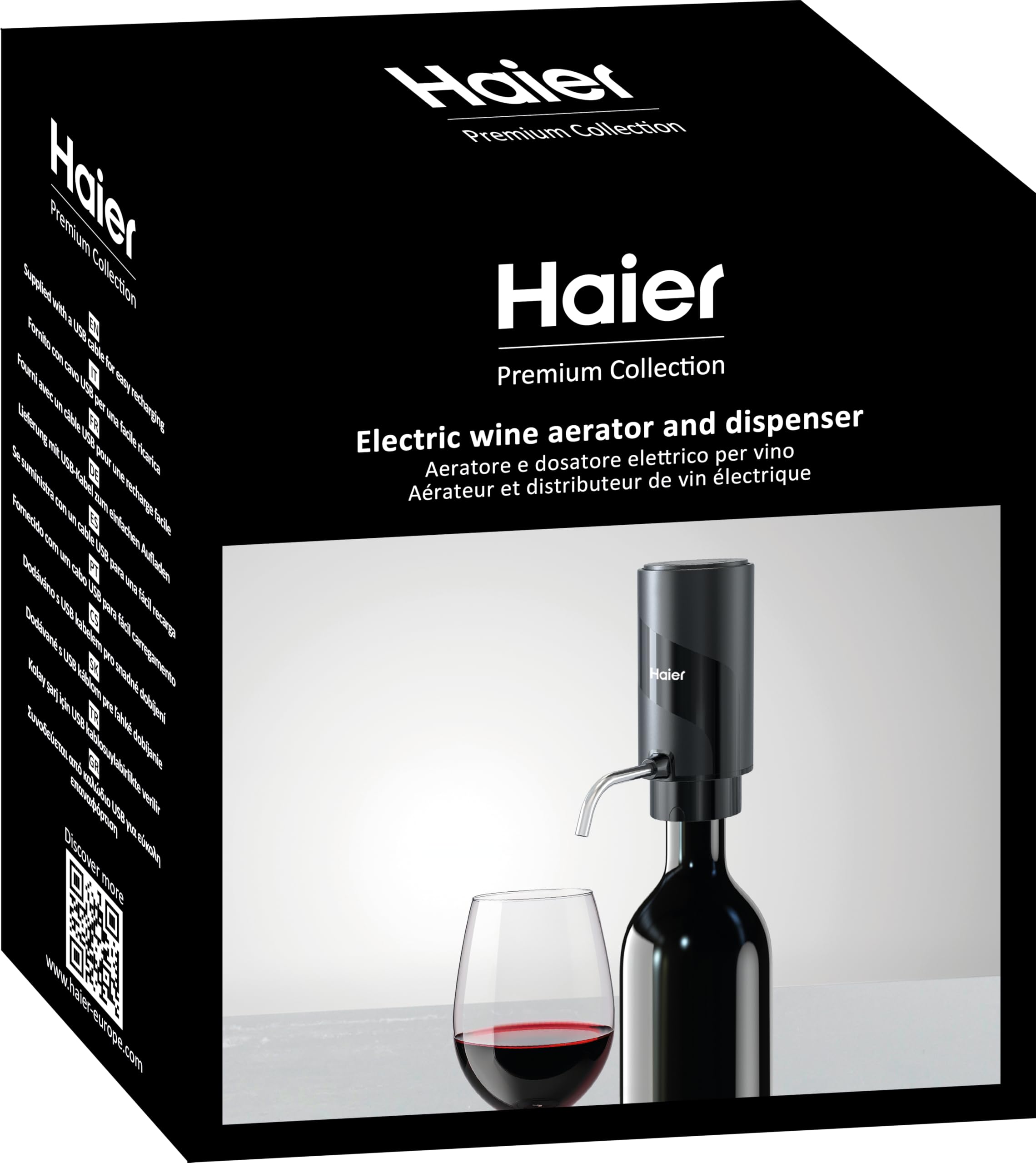Haier Elektrischer Weinbelüfter & Dosierer, 2 in 1, verbesserte Aromatisierung und Frische, Servieren Sie mit Geschwindigkeit und Perfektion, perfekte Geschenkoption für Weinliebhaber Angebot bei HelloDeals