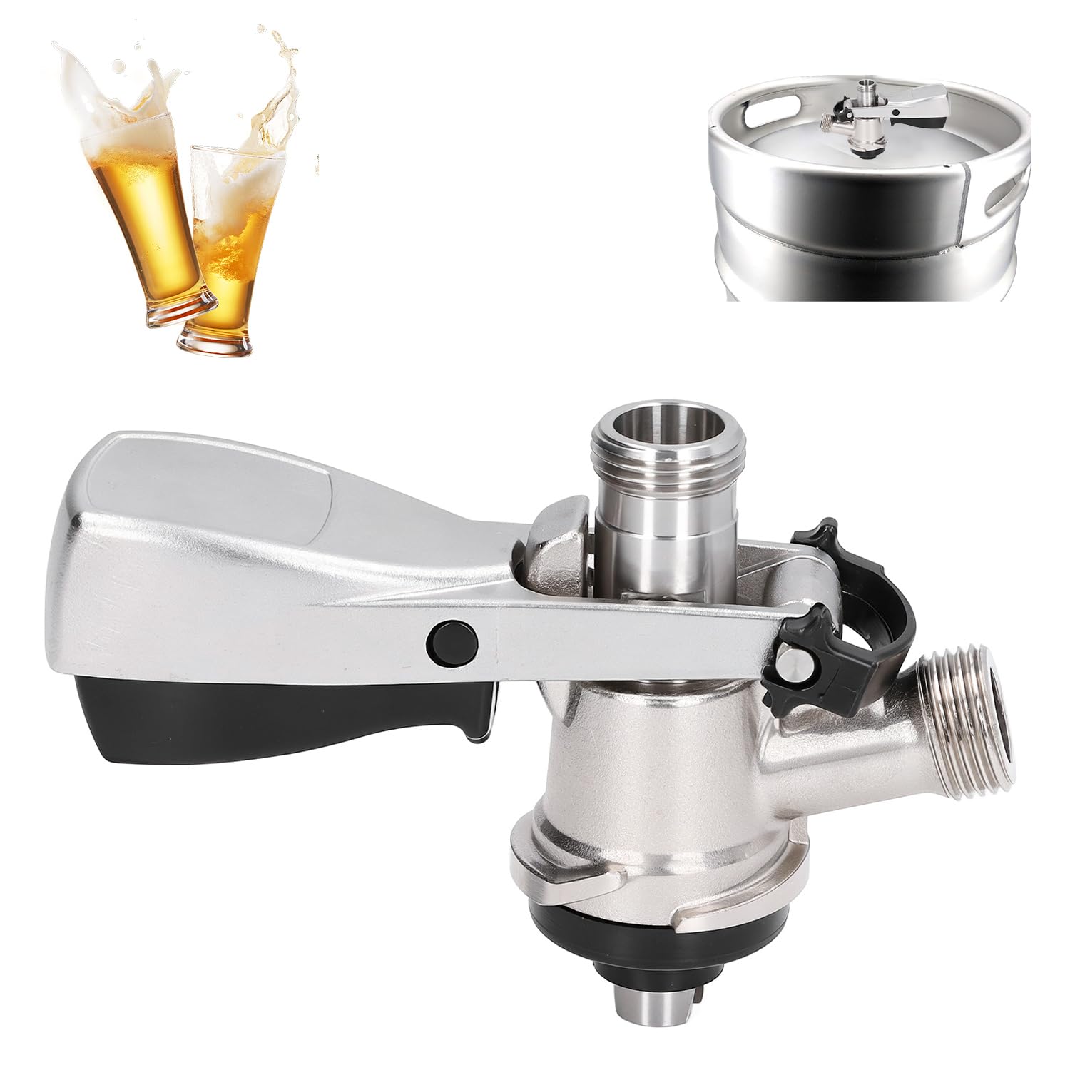 Tissting Kegverschluss Zapfkopf Typ S G5/8 Gewinde Keg Zapfkopf mit Überdruckventil, 304 Edelstahl Bier Bierfass Zapfanlage Flachkeg Bierzapfköpfe für Heimbrausystem Angebot bei HelloDeals