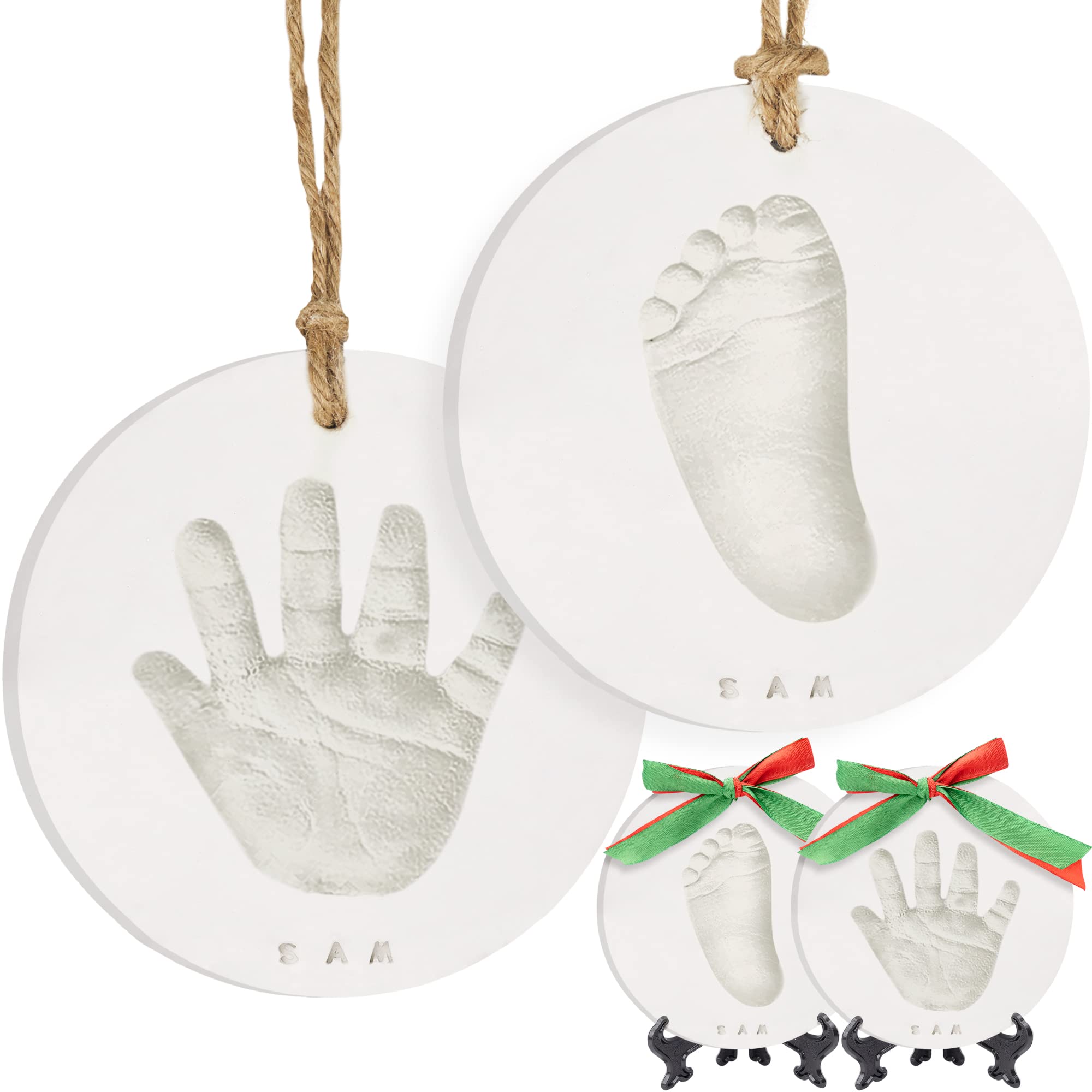 Handabdruck und Fußabdruck Baby Gipsabdruck Set - Personalisierte Baby Fussabdruck Set, Pfotenabdruck Set Hund, Baby Geschenk, Neugeborenen Geschenk (Glaze Finish) Angebot bei HelloDeals