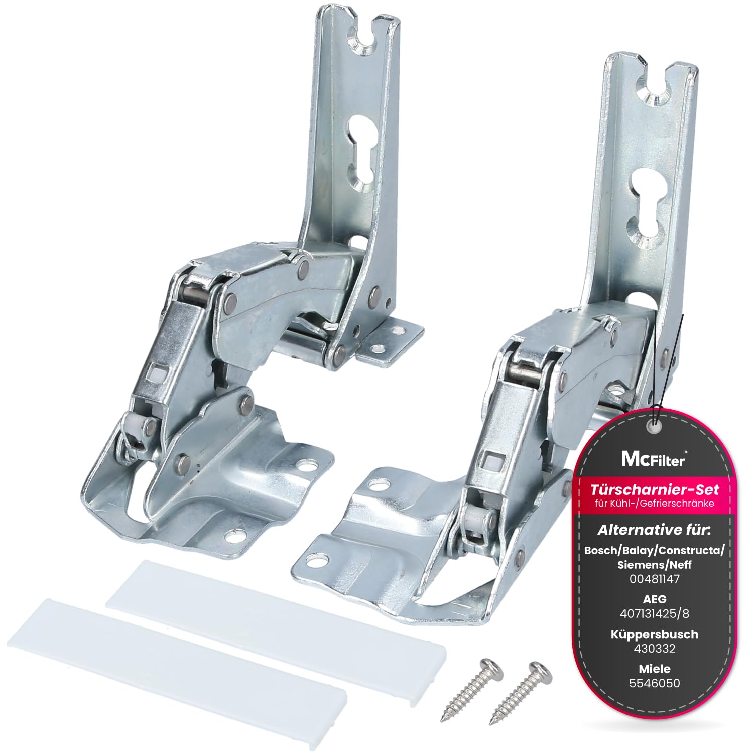 McFilter I 2x Kühlschrank Scharnier kompatibel mit Bosch Siemens Miele AEG Neff 00481147 481147 Neff AEG 407131425/8 Miele 5546050 00481145 00499570 00499569 Ersatz Flachscharnier Kühlschranktür Angebot bei HelloDeals