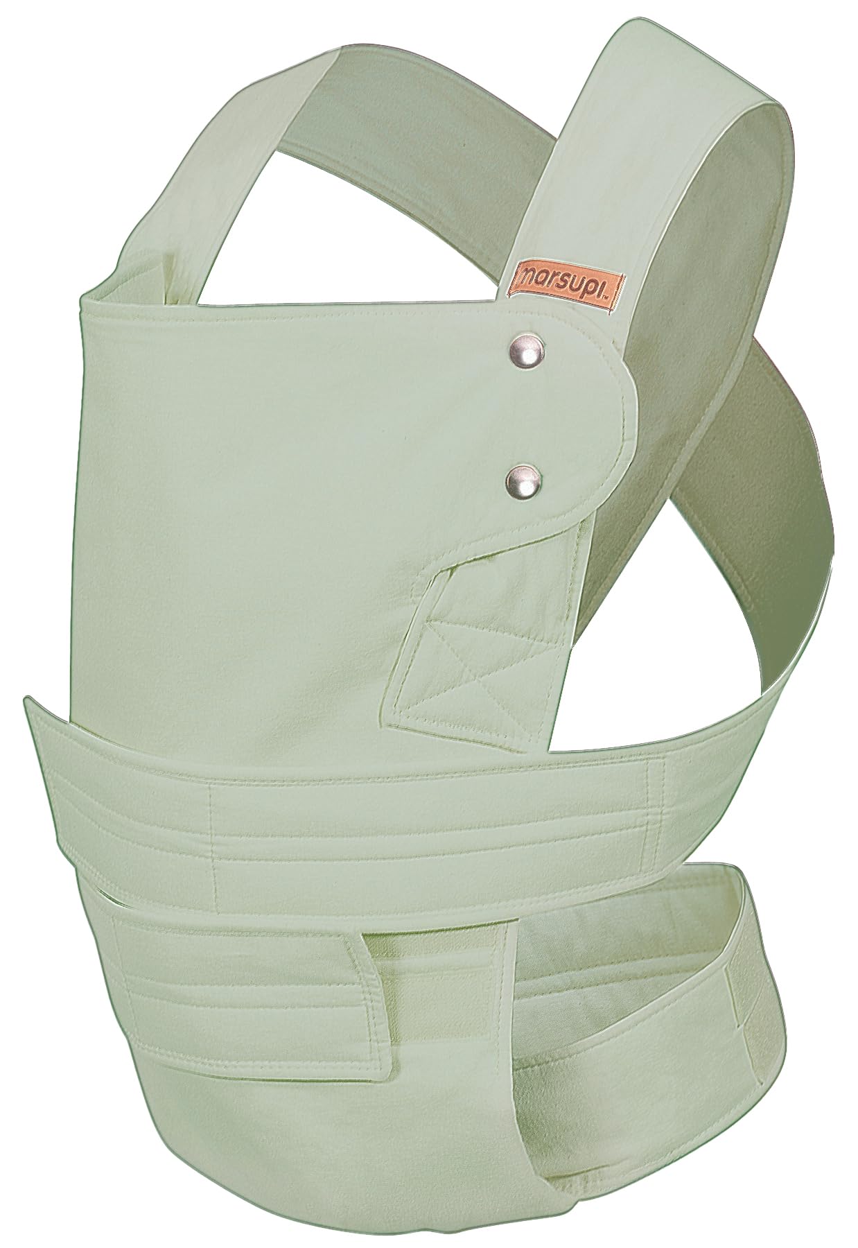 marsupi Babytrage für Neugeborene ab Geburt bis 15kg - kompakte Babytrage mit stabilem Klettsystem - aus luftigem Baumwoll-Leinen-Gewebe - Breeze/Pistazie, Größe S/M S/M Pistachio Angebot bei HelloDeals