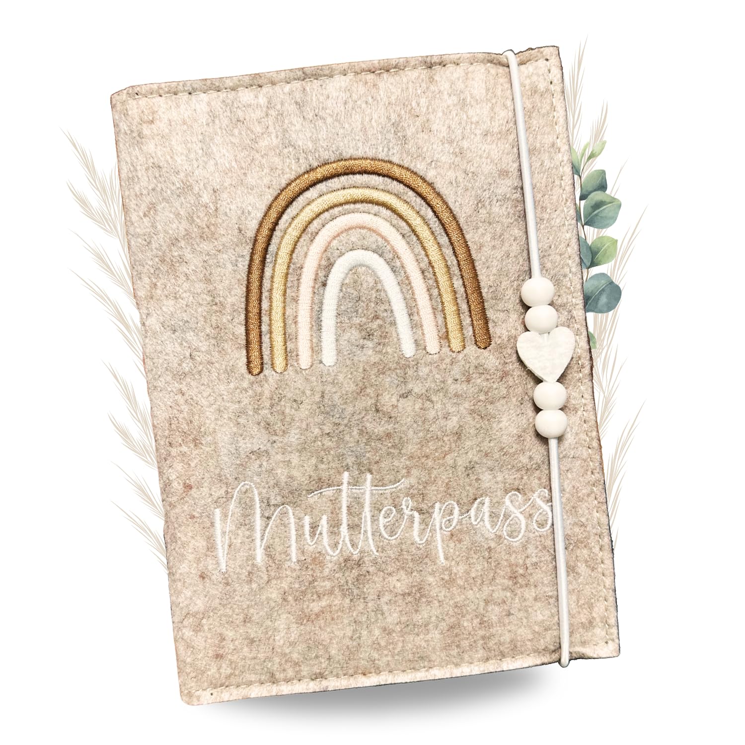 Premium Mutterpasshülle aus Filz für deutschen Mutterpass - mit Fächer für Ultraschallbild, Impfpass, Versichertenkarte - Handmade Mutterpass Schutzhülle - Lucky Rainbow Angebot bei HelloDeals