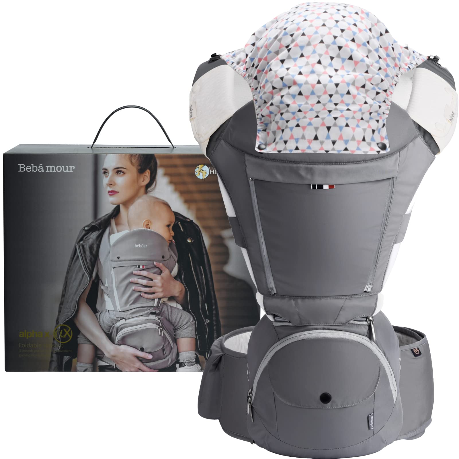 Bebamour Babytrage Hüftsitz 6 in 1 Clasical Babytrage Rucksack 0-36 Monate mit 3PCS Baby Drool Lätzchen, Cabrio Babytrage (Noble Grey) Angebot bei HelloDeals
