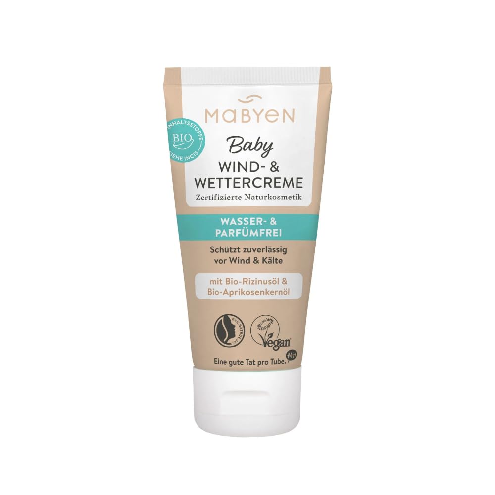 MABYEN Wind- und Wettercreme 50 ml | ÖKO-TEST Sehr gut - Babycreme Körper und Gesicht - Zertifizierte Naturkosmetik - Natrue, Vegan, Parfümfrei, Wasserfrei. neutral Angebot bei HelloDeals