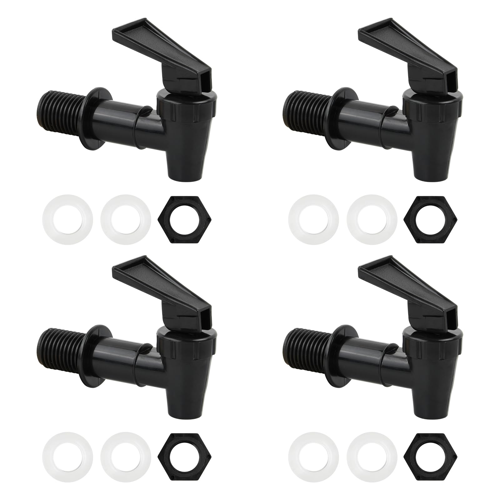 4er Pack Zapfhahn, Auslaufhahn Spender ErsatzhäHne Auslaufhahn Regentonne Wiederverwendbar, FüR Saft-, Kaffee-, Wasserspender, Bierfass, Schwarz Angebot bei HelloDeals