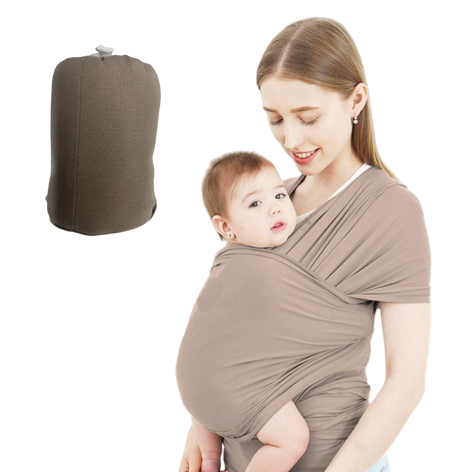 Tragetuch Baby Neugeboren, Kleinkind All-in-1 Stretchy Wrap Carrier, Premium Babytragetuch Wickeltuch, Wrap Trage Babyausstattung, Baby Sling, Baby Tragetuch für Neugeborene & Kleinkind Baby (Khaki) Angebot bei HelloDeals