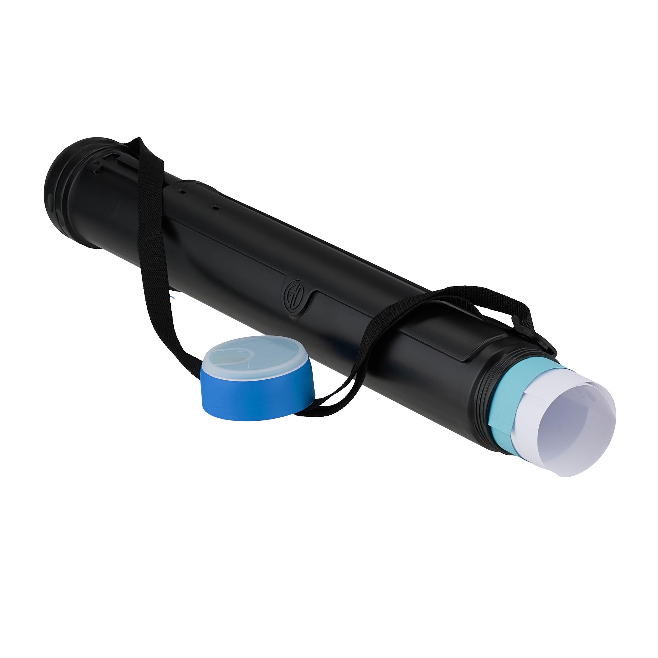 Relaxdays Posterrolle ausziehbar, 50-108 cm, Ø 8,5 cm, Transport Poster & Plakate, Zeichenrolle bis DIN A0, schwarz/blau Angebot bei HelloDeals