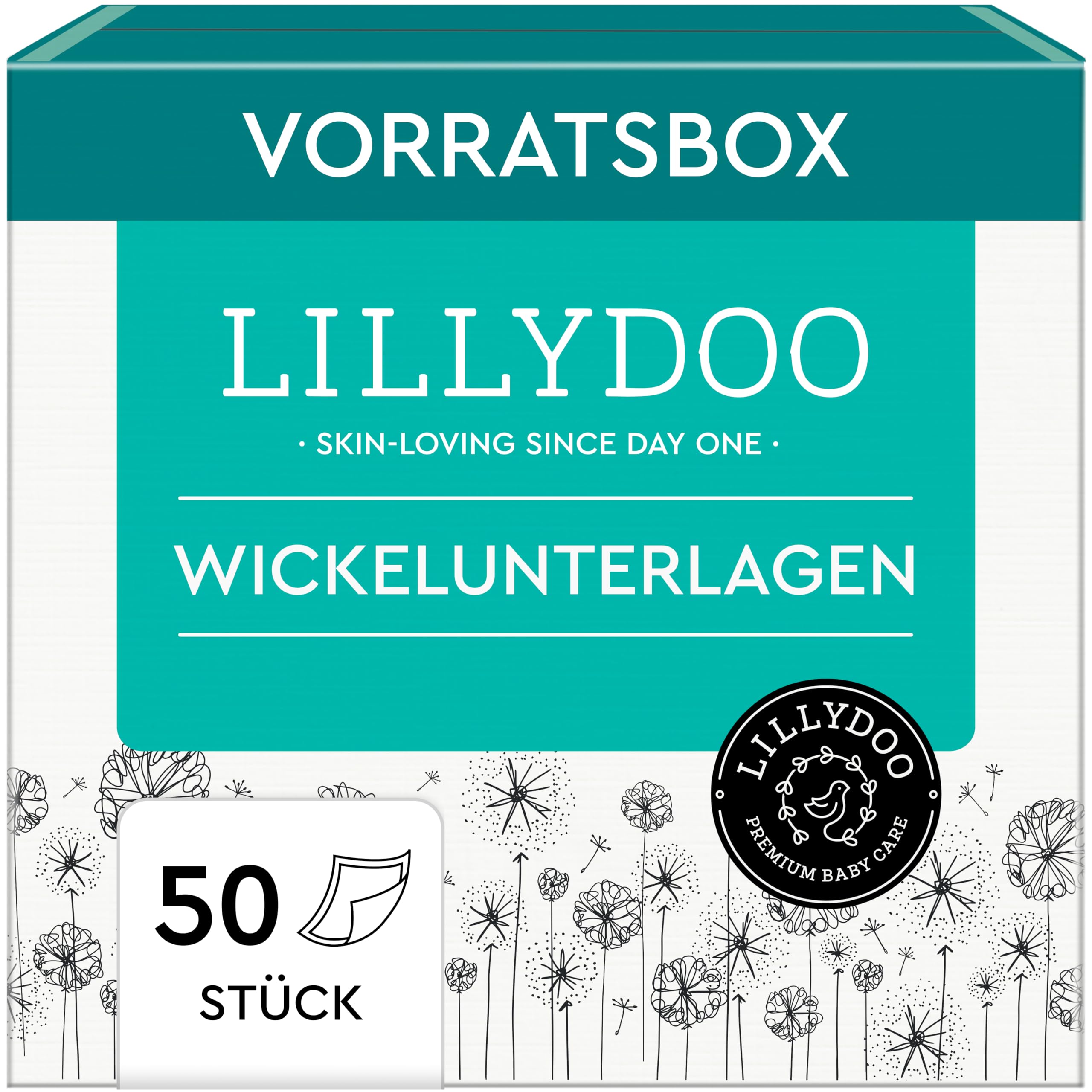 LILLYDOO hautfreundliche Baby Wickelunterlagen 60x 60 cm, 50er Pack (5x10 Stück), Weich, Ohne Parfüme & Lotionen für empfindliche Haut, Dermatologisch getestet NEU 5 x 10 Stück Angebot bei HelloDeals