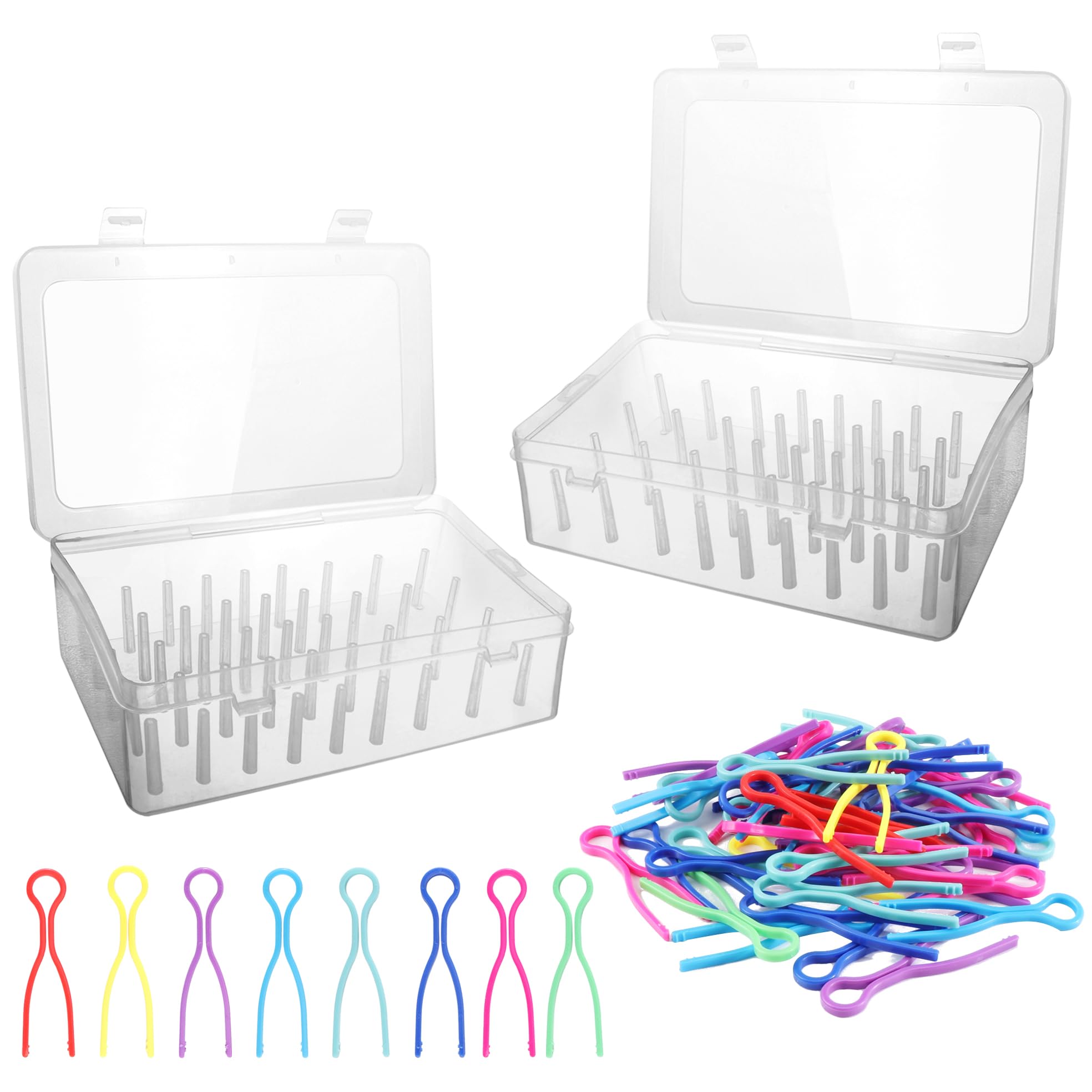 2 Stück Nähgarn Aufbewahrungsbox, Leer Stickgarn Organizer Box für 42 Garnrollen Klarer Kunststoff Garnrollen Aufbewahrungsbox mit 24 Spulenfadenhalter Angebot bei HelloDeals