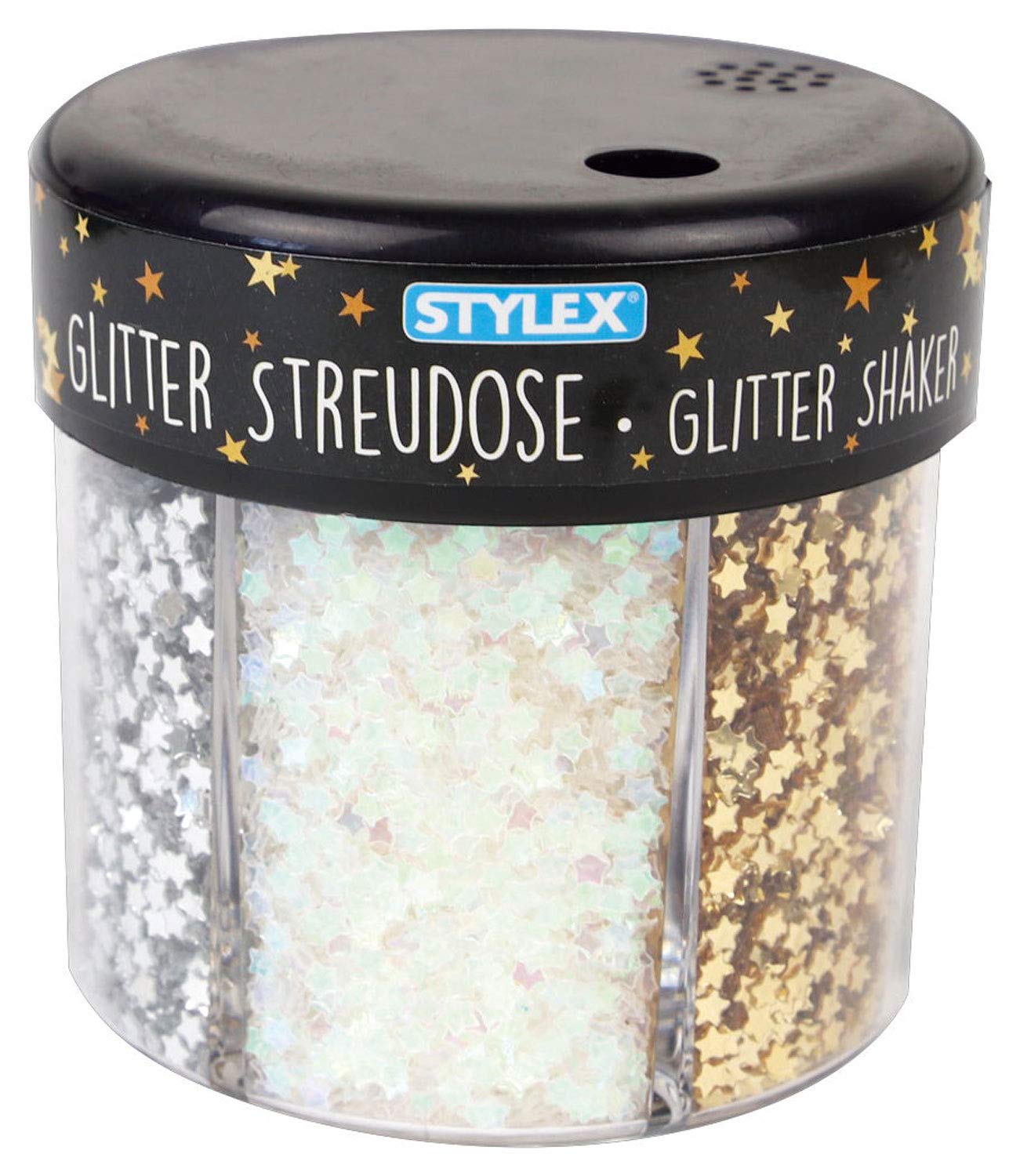 Stylex 23387 - Glitter-Streudekor in einer praktischen Streudose, mit Herzen und Sternen in 6 verschiedenen Ausführungen, zum Basteln und Verzieren 6 Motive Angebot bei HelloDeals