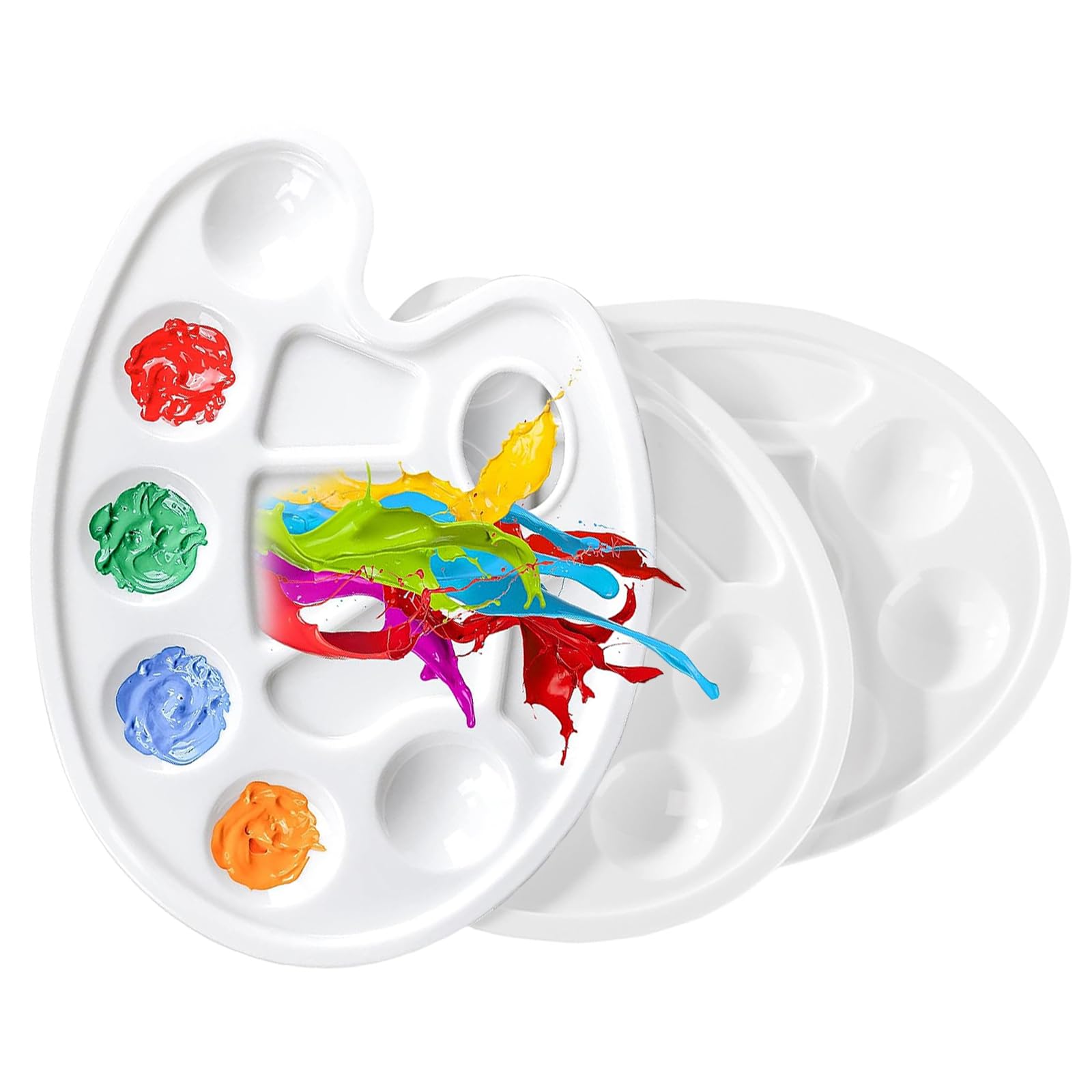 Mischpalette mit Griffloch und 10 Mischfeldern, 3 Stück Universalpalette für DIY Kunst Malerei Angebot bei HelloDeals