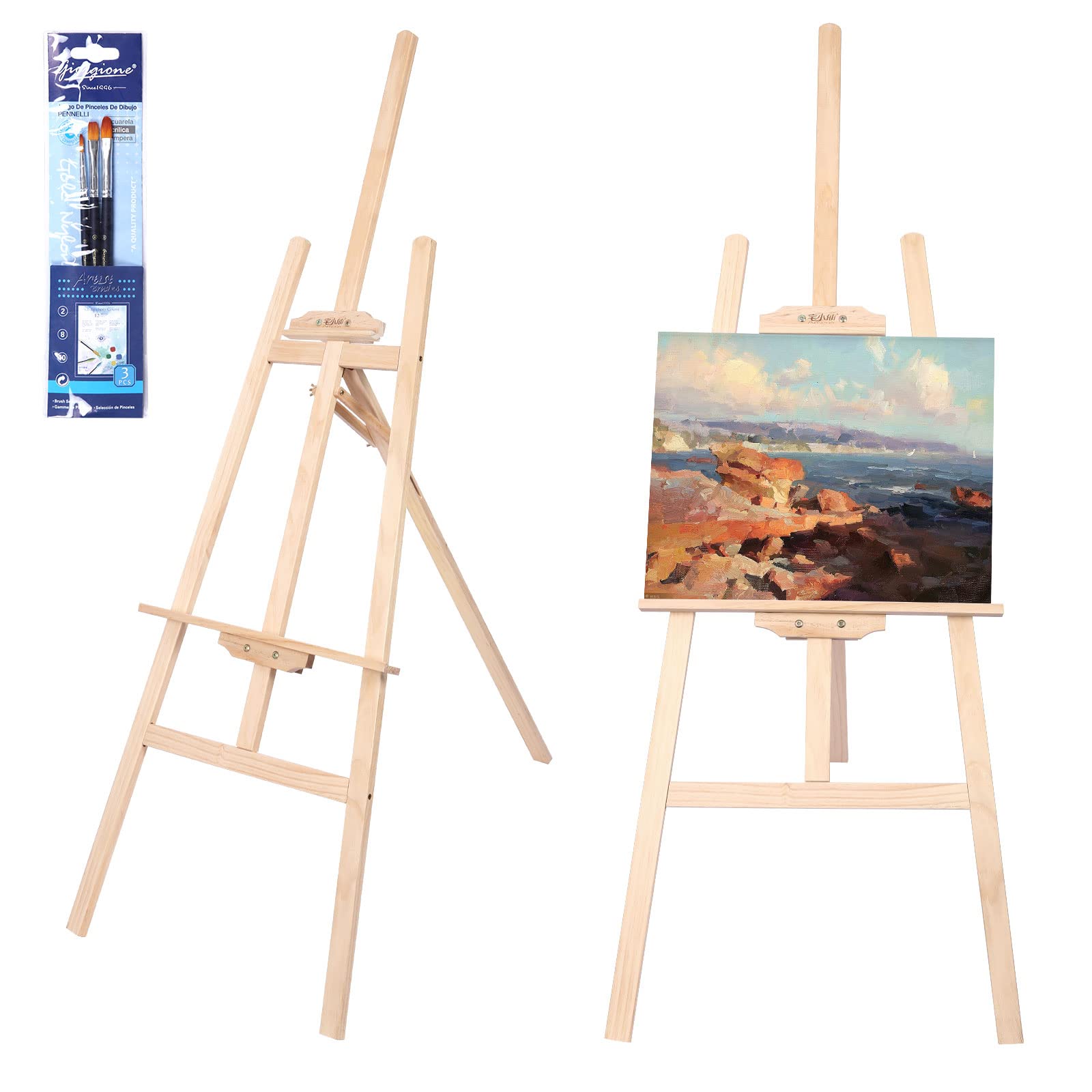 Staffelei, 150CM Hoch Holz, Bild Ständer Aus Vollholz, Klappbar Und Höhenverstellbar, Groß, Für Kunstmalerei Und Außenwerbung Geeignet, Kinder Und Erwachsene. Angebot bei HelloDeals