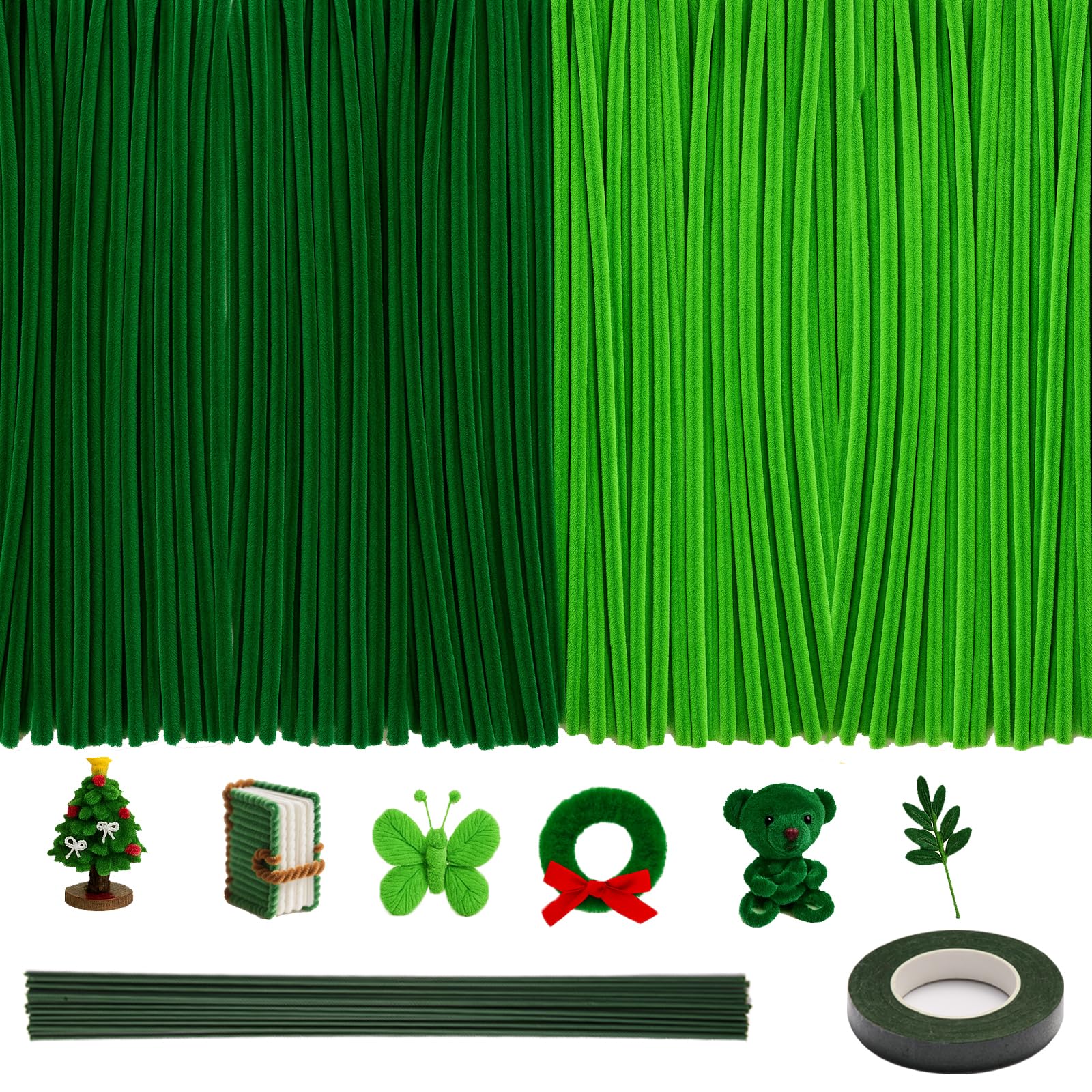 200 Stück Pfeifenreiniger Grün, Chenilledraht Pfeifenputzer zum Basteln 30CM Lang Pipe Cleaner mit Band und Blumenstäbe für DIY Handwerksprojekte Dekorationen 200 Grün Angebot bei HelloDeals