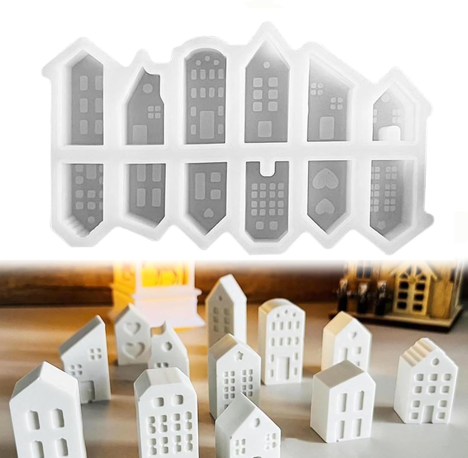 Silikonformen Gießformen Häuser, 12 Stück Silikonform Haus Mini Silikonform Häuser Gießformen Silikon Gießform Haus Gipsformen zum Gießen Giessformen Silikon Gießform Häuser für DIY Handwerk 12PCS Angebot bei HelloDeals