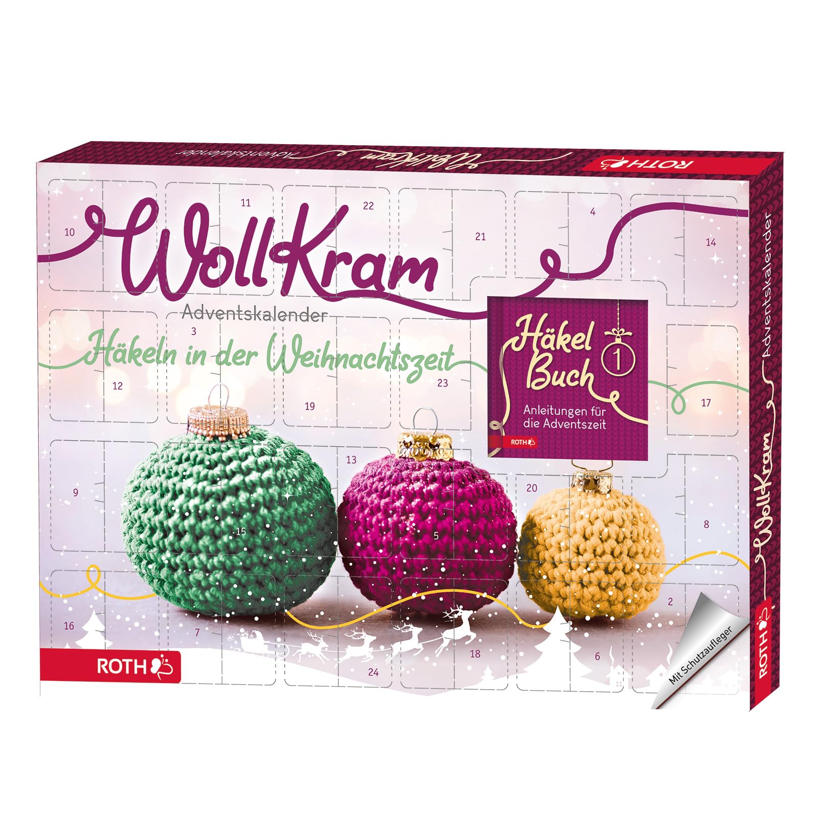 "Wollkram"-Adventskalender: Mit 24 x Garnknäulen, Häkelnadel und Füllmaterial und einem Buch mit Häkelanleitungen Angebot bei HelloDeals