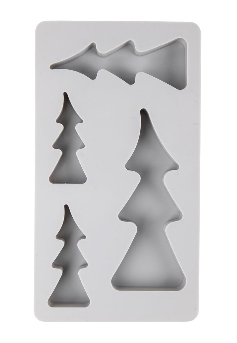 Rayher Silikon Gießform Tannenbäume, 4 Einzelmotive, Formgröße 14,5 x 26 x 2 cm, Dekoration Weihnachten, Ausgießen mit Kreativ-Beton, Schmuck-Beton, Raysin-Gießpulver, Wachs, 36191000 Angebot bei HelloDeals