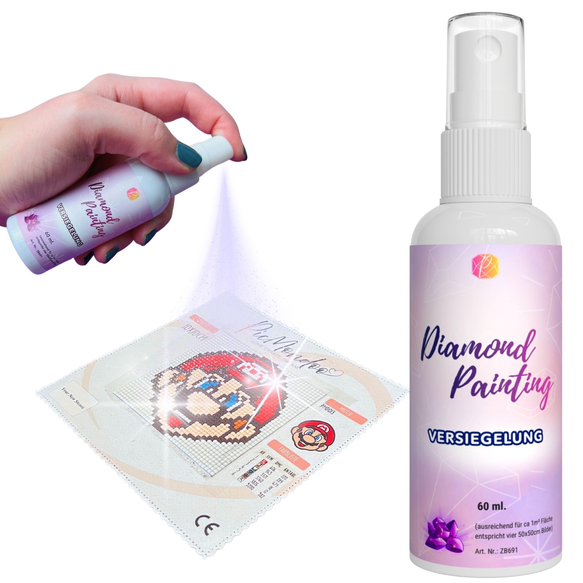 Picmondoo Diamantmalerei-Sprühversiegelung (60 ml) – Diamond Painting Versiegelung für Harzsteine, transparent, UV-beständig, kein Pinsel nötig, perfektes Diamond Painting Zubehör (Sprühversiegelung-) Angebot bei HelloDeals