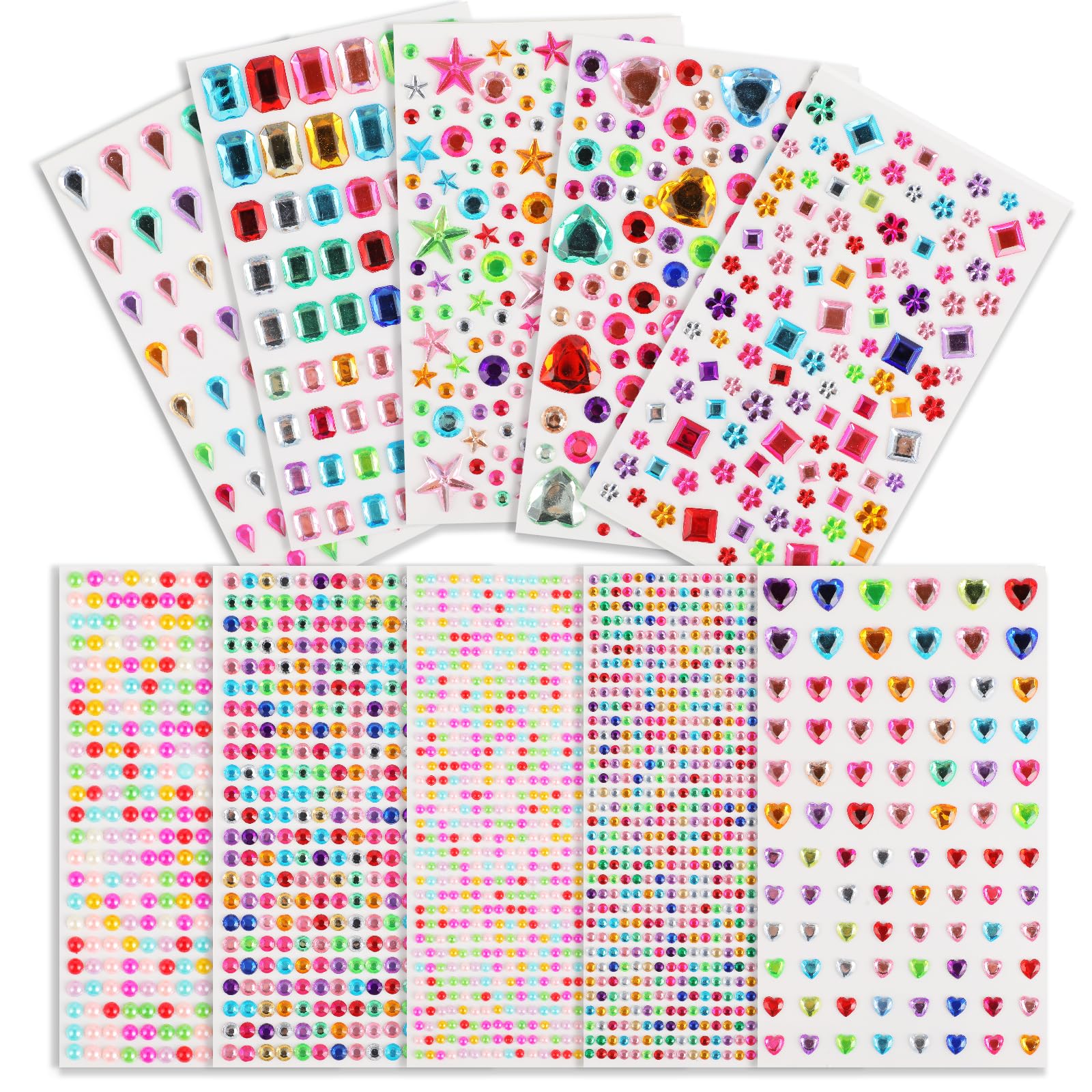 3500 Stück Glitzersteine selbstklebend, Bunte Strasssteine selbstklebend, Glitzersteine Gesichter in verschiedenen Formen, Glitzer Sticker für Basteln, Kinderhandwerke, Dekoration und DIY-Projekte. Angebot bei HelloDeals