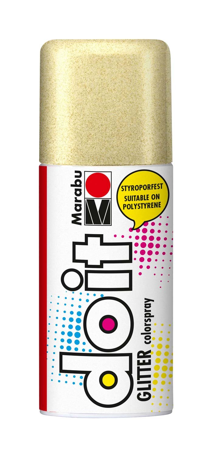 Marabu 21075006584 - Do it Glitter gold, Colorspray auf Acrylbasis, styroporfest, sehr schnell trocknend, transparent mit faszinierenden Glittereffekten, lichtecht, 150 ml Sprühdose Angebot bei HelloDeals