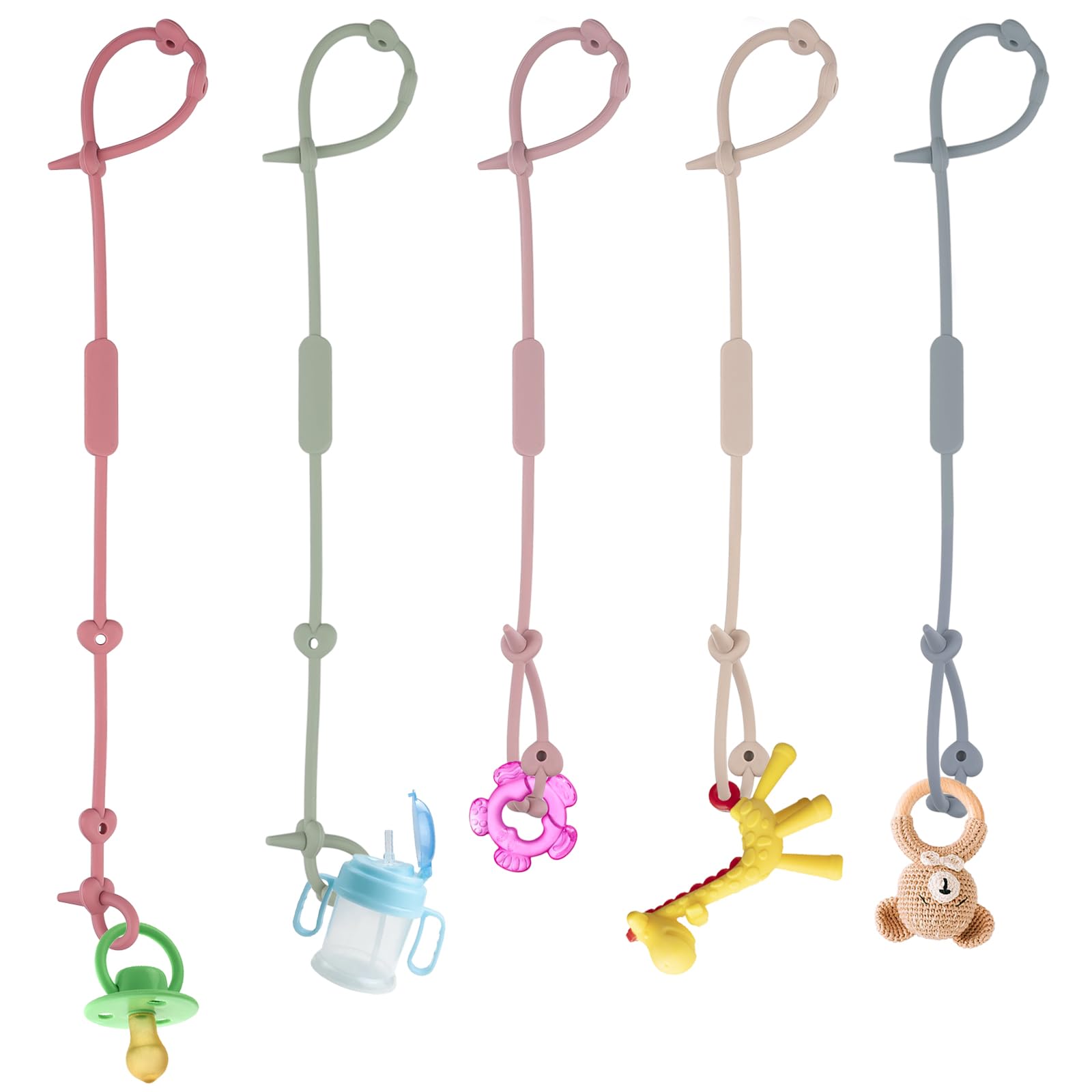 WINKIO 5 PCS Schnullerkette Silikon, Cup Catcher Baby, Kinderwagen Spielzeug Kette BPA-frei, Schnullerband für Spielzeug, Kinderwagen, Autositze 5 colors Angebot bei HelloDeals