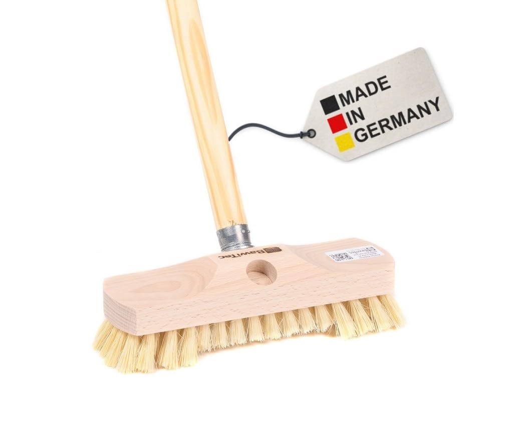 BawiTec Qualitäts Schrubber mit Bart Borsten-Rand 22cm Breit mit Stiel 120cm Lang Holzstiel Schrubberbesen Fibre NaturFibre Haushaltsschrubber Schrubberbürste Scheuerbürste für Küche,Bad,Werkstatt .. Angebot bei HelloDeals