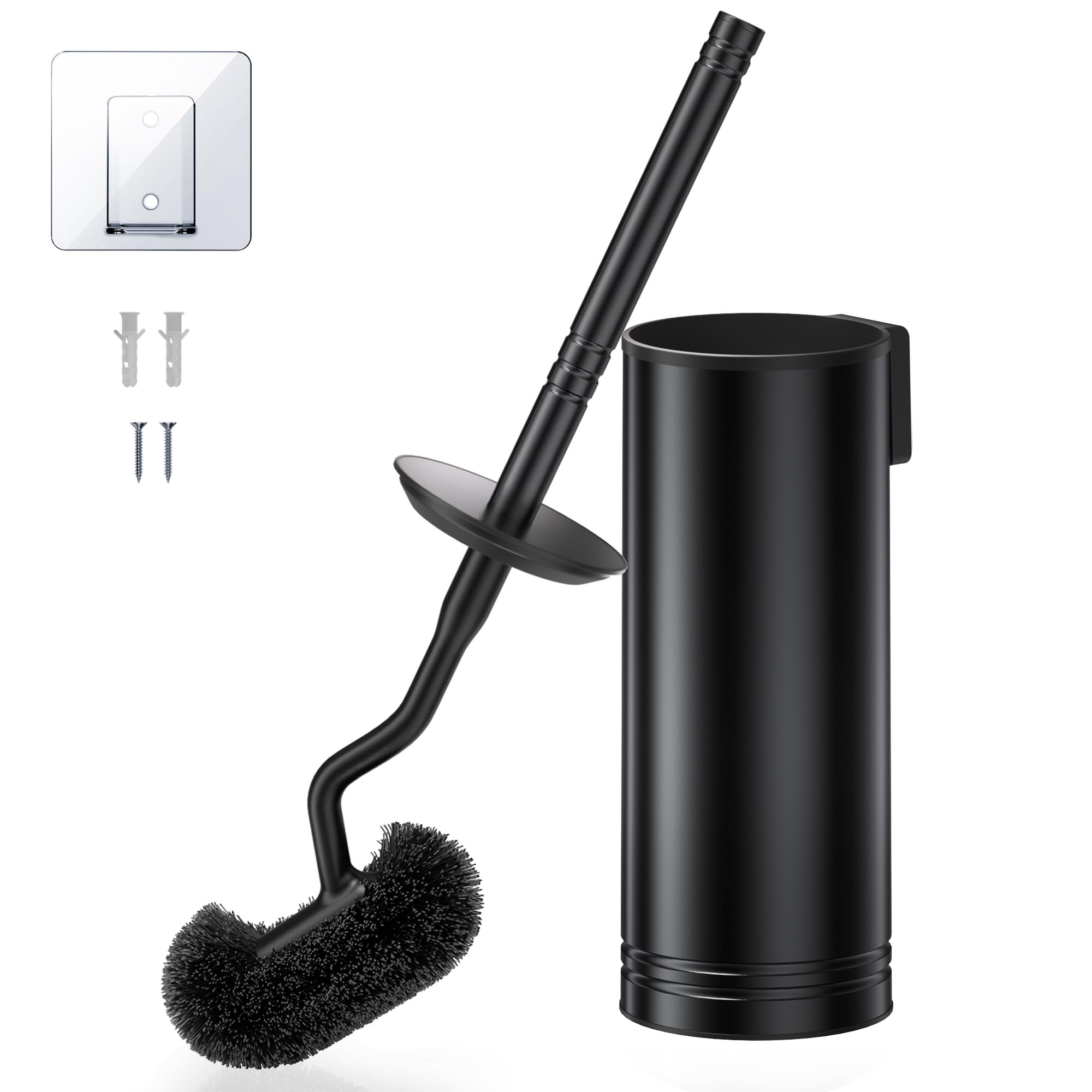 HAMITOR Edelstahl Klobürste Set: Toilettenbürste mit Wandmontage Ohne Bohren, WC Bürste für Tiefenreinigung unter dem Rand mit Schnell trocknendem & Abtropf-Halter, Langer Griff im Badezimmer-Schwarz 1 Stück Schwarz Angebot bei HelloDeals