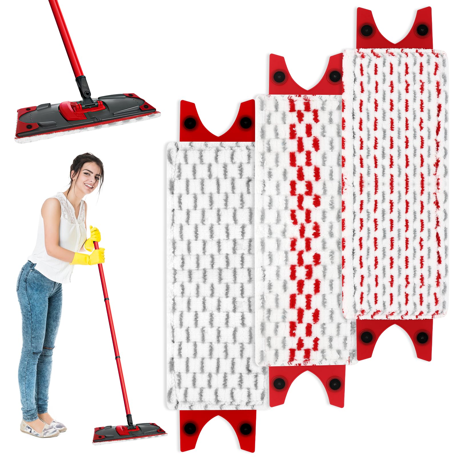 3 Stück Bodenwischer Ersatzbezug, für Vileda Wischmopp Ersatz Mikrofaser Set,für Vileda Ultramat Mop Ersatz, Leicht zu Befestigen,Staubwischer,für Alle Flecken Entfernen Boden Angebot bei HelloDeals