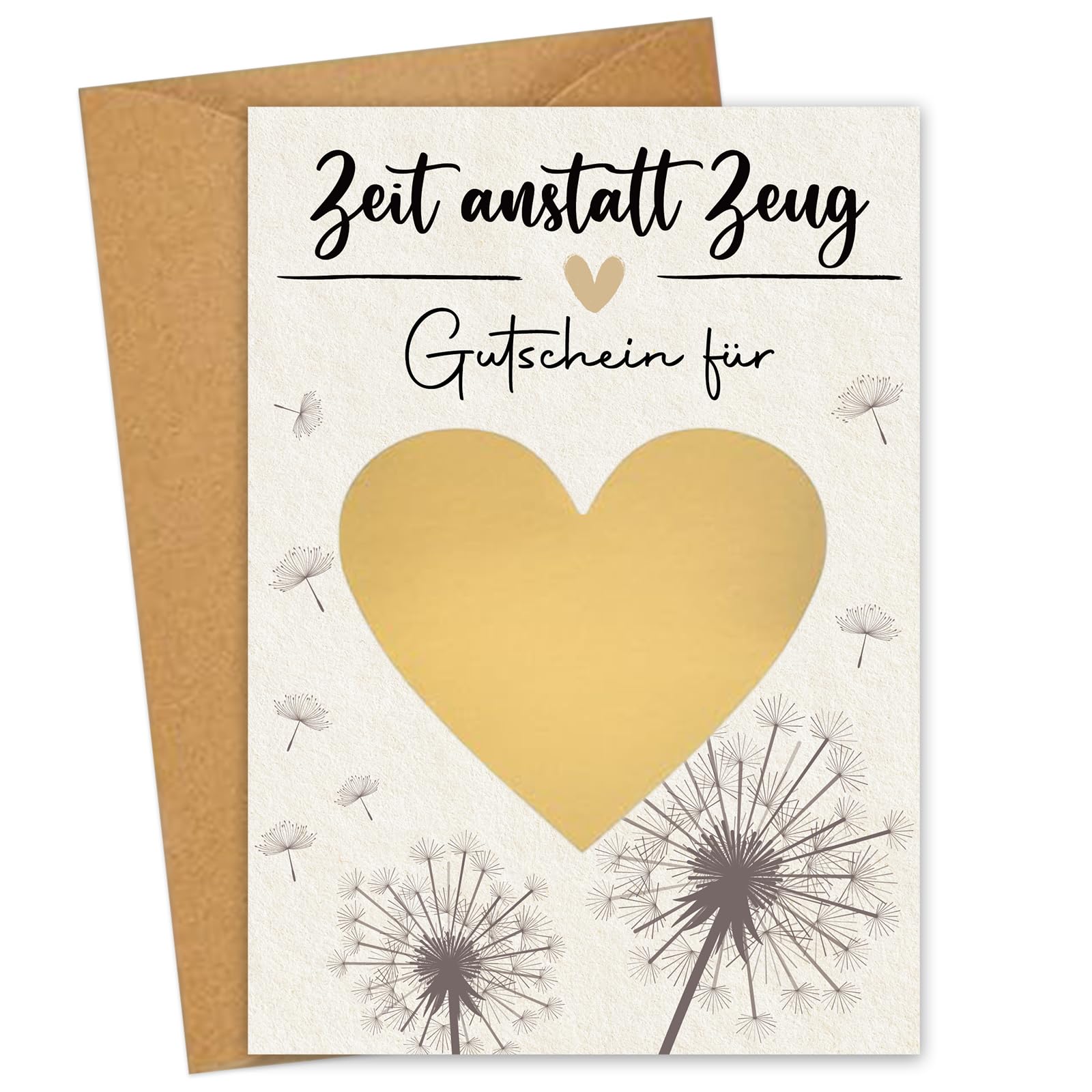 Gutscheine zum selber ausfüllen, Zeit anstatt Zeug, Rubbelkarten zum selber beschriften mit Umschlägen, Gutscheinkarte zum Selbstausfüllen, Geburtstagskarte Pusteblume Angebot bei HelloDeals