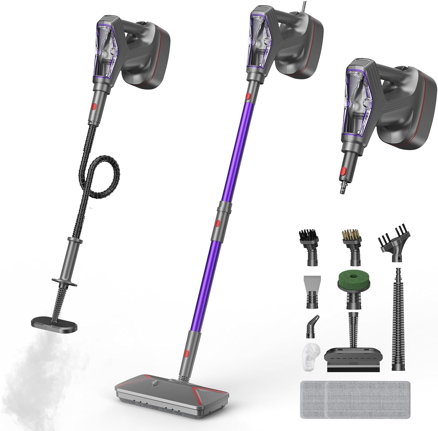 Dampfreiniger & tragbarer Dampfreiniger, 29 Zubehörteile, 1500 W, leistungsstarker multifunktionaler Dampfreiniger, für alle Böden, Teppiche, Fenster, Badezimmer und Küche Angebot bei HelloDeals