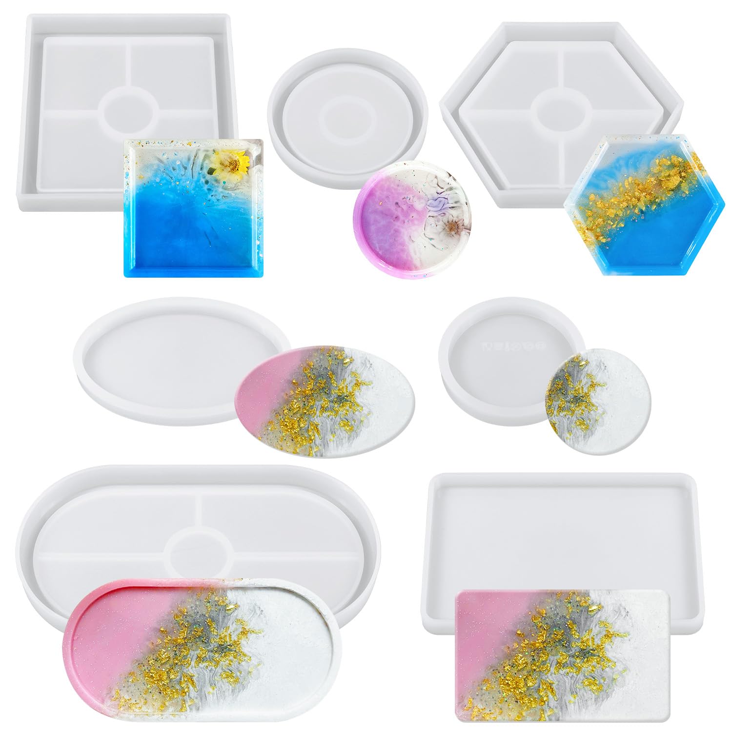 Silikonform Tablett-Untersetzer, 7 Stück, Epoxidharz Formen, Silikonformen für DIY, Obsttablett, Kunsthandwerk, Heimdekoration 7pcs Angebot bei HelloDeals