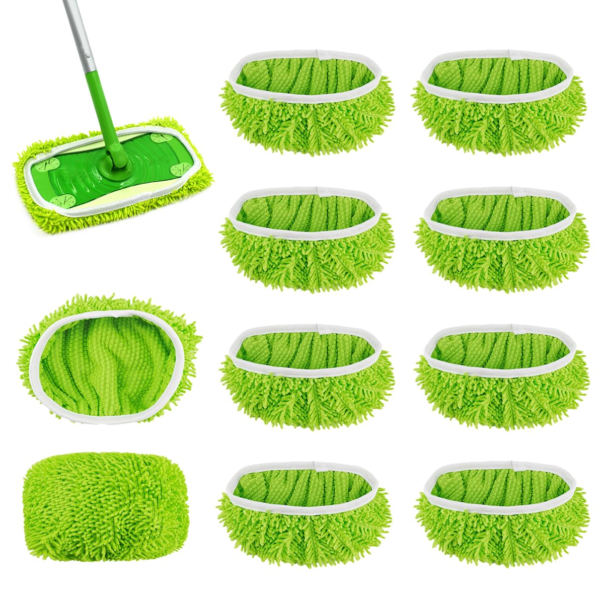 10 Stück für Swiffer Bodentücher Tücher Mikrofaser Set,25,4x11,5cm Wiederverwendbar für Swiffer Sweeper Mop Bodenwischer Nass Trocken Wischmopp Bezug, für die Reinigung von Hartböden, Holzböden Angebot bei HelloDeals