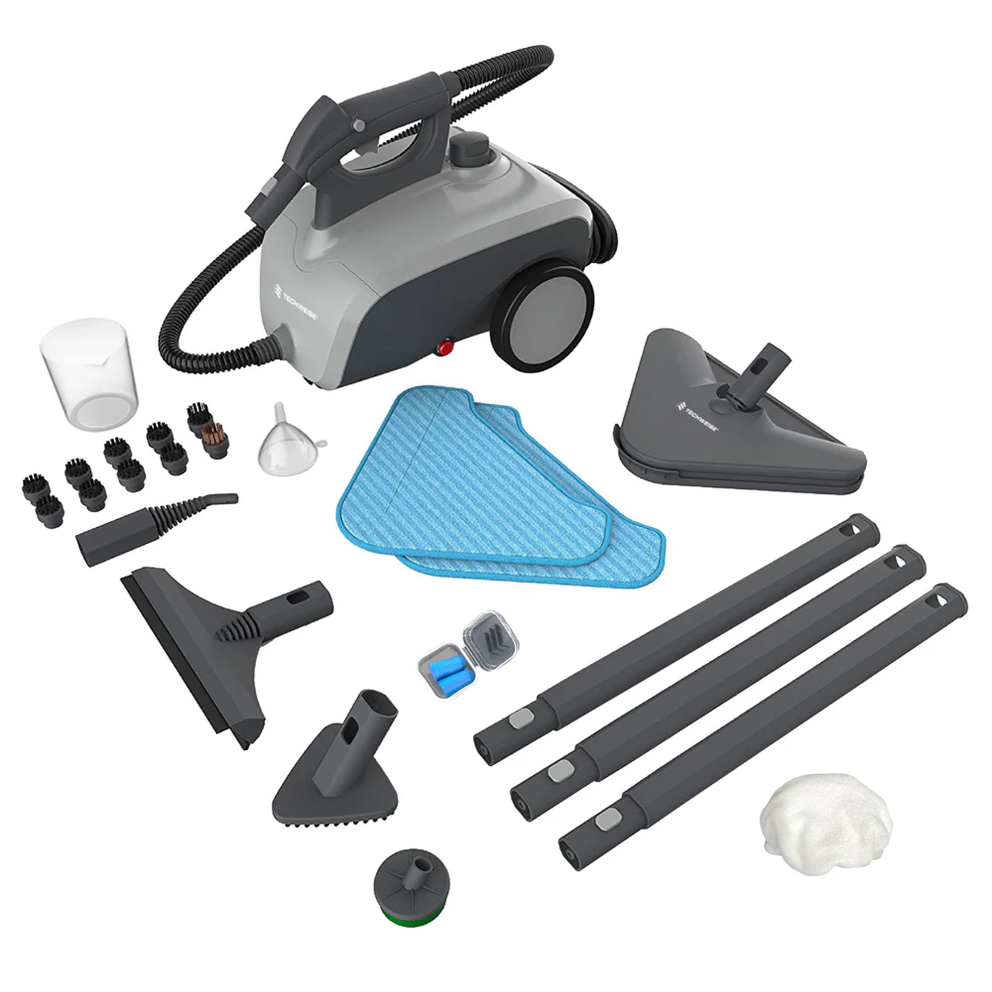 Dampfreiniger TS1 – 3,6 bar Hochdruck, 40 Min. Dauerdampf – 1,5 l Tank, 1.500 W Leistung – 24-teiliges Zubehör für Böden, Küche, Bad & mehr, steam cleaner & Desinfektionsgerät Angebot bei HelloDeals