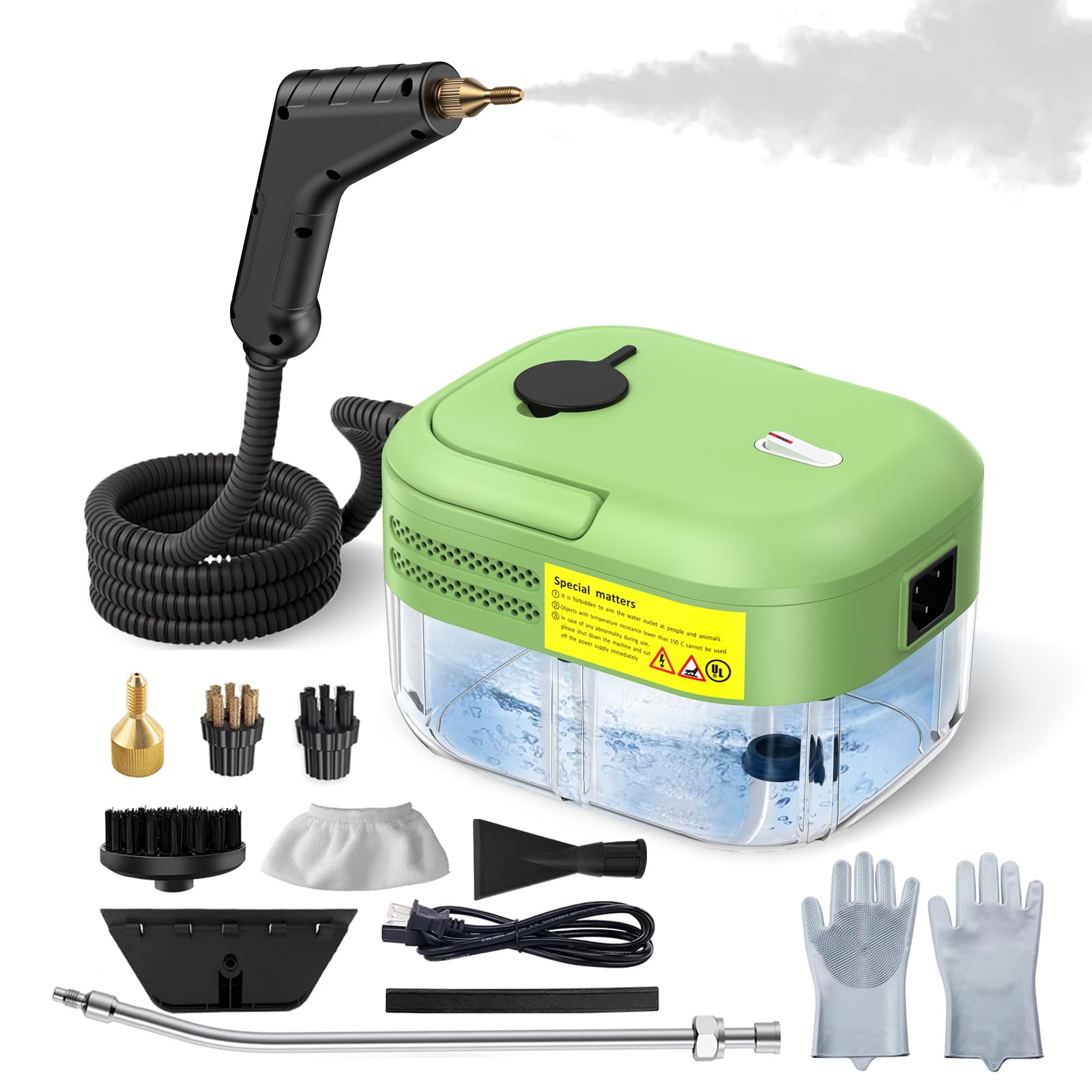 Dampfreiniger, 2200W Dampfreiniger Handgerät für alles, mit 9 Aufsätzen, 1200ML Tank, Mehrzweck-Handdampfreiniger zum Entfetten, Küche, Auto, Fenster, Sofas, Böden Angebot bei HelloDeals