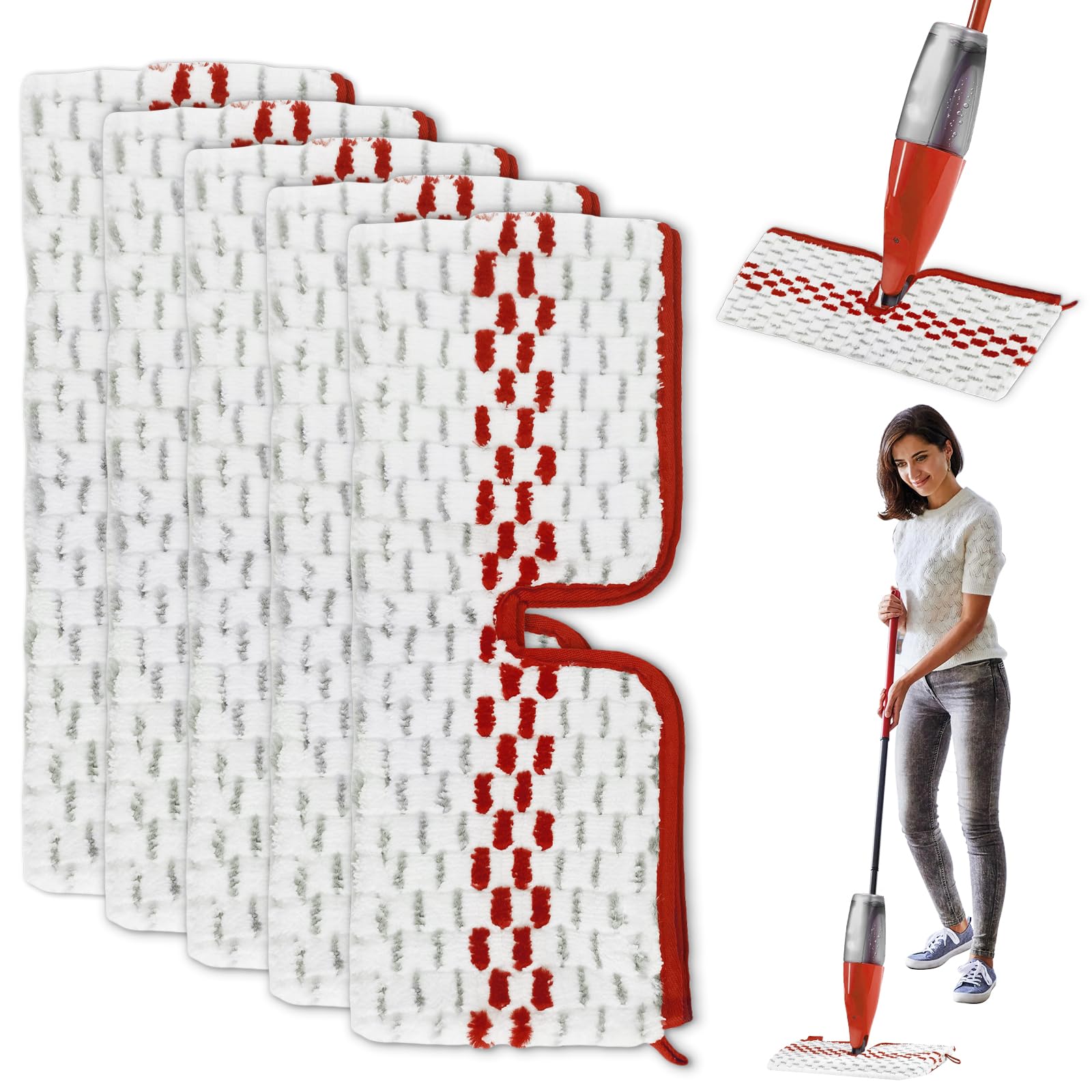 5 Stück für Vileda 1-2 Spraymax Sprühwischer Ersatzbezug Set, Wiederverwendbar für Vileda Wischmopp mit Sprühfunktion, Waschbarer Wischbezug Mop Microfaser Reinigung Pads, für alle Hartböden Angebot bei HelloDeals