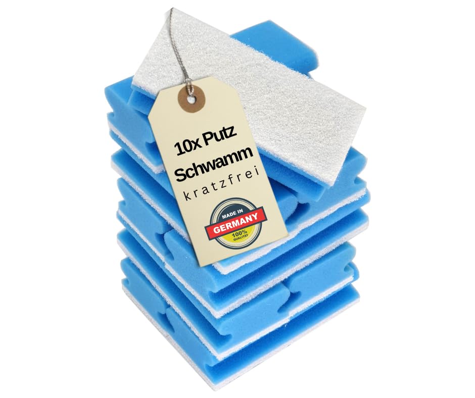 10er Set Kratzfreier Putzschwamm, Soft, waschbar, Topfschwamm, Spülschwamm, Haushaltsschwamm, mit Vlies und Griffmulde Angebot bei HelloDeals
