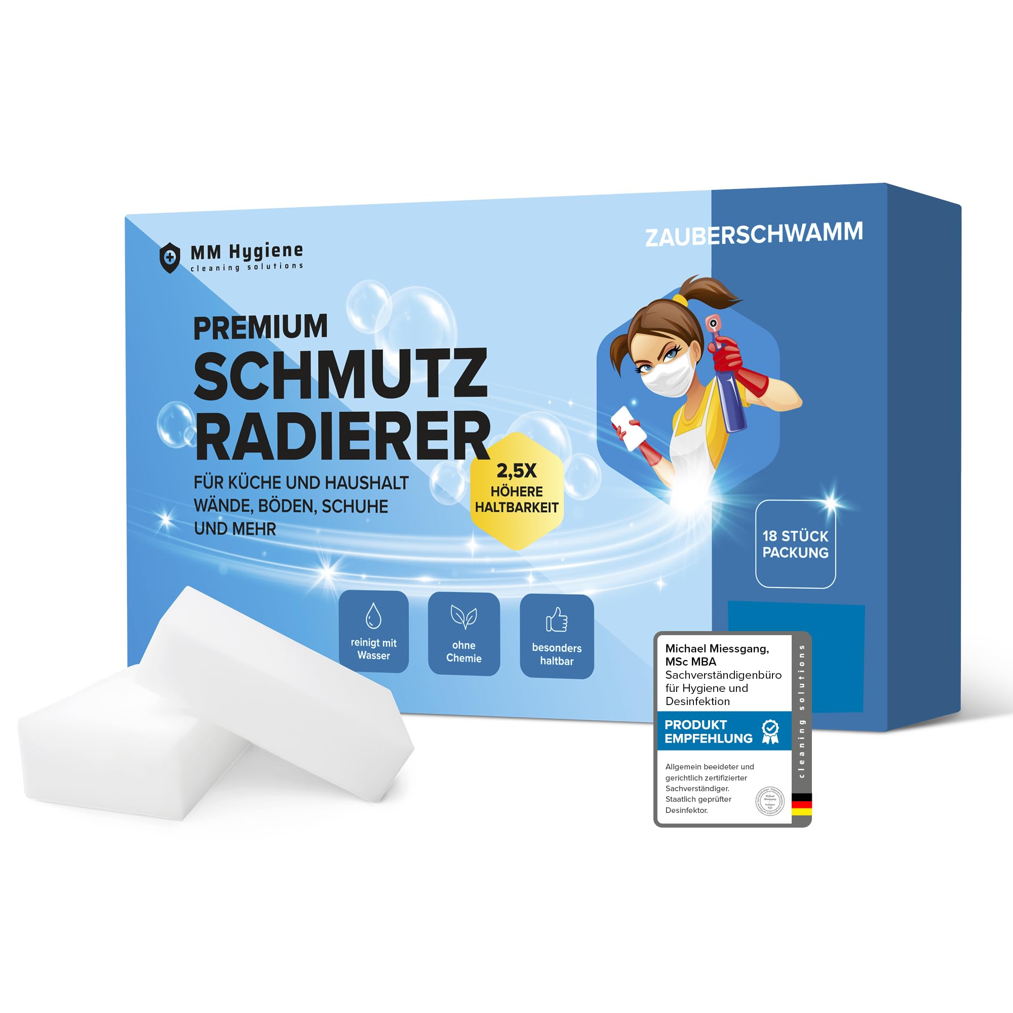 Schmutzradierer – 18 Stück Packung – Melamin Schwamm für Wände, Schuhe und Böden – Robuster Zauberschwamm Magic Eraser für alle Arten von Flecken Angebot bei HelloDeals