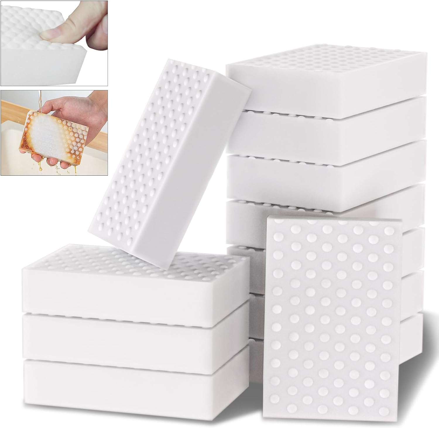 Schmutzradierer Schwamm 8 Stück, (2X verdichtet) Weiß Extra Stark Melamin Zauberschwamm, Multifunktional & Kratzfrei Radierschwamm Putzschwamm für Haushalt, Küche, Bad (10x7x2cm) Angebot bei HelloDeals