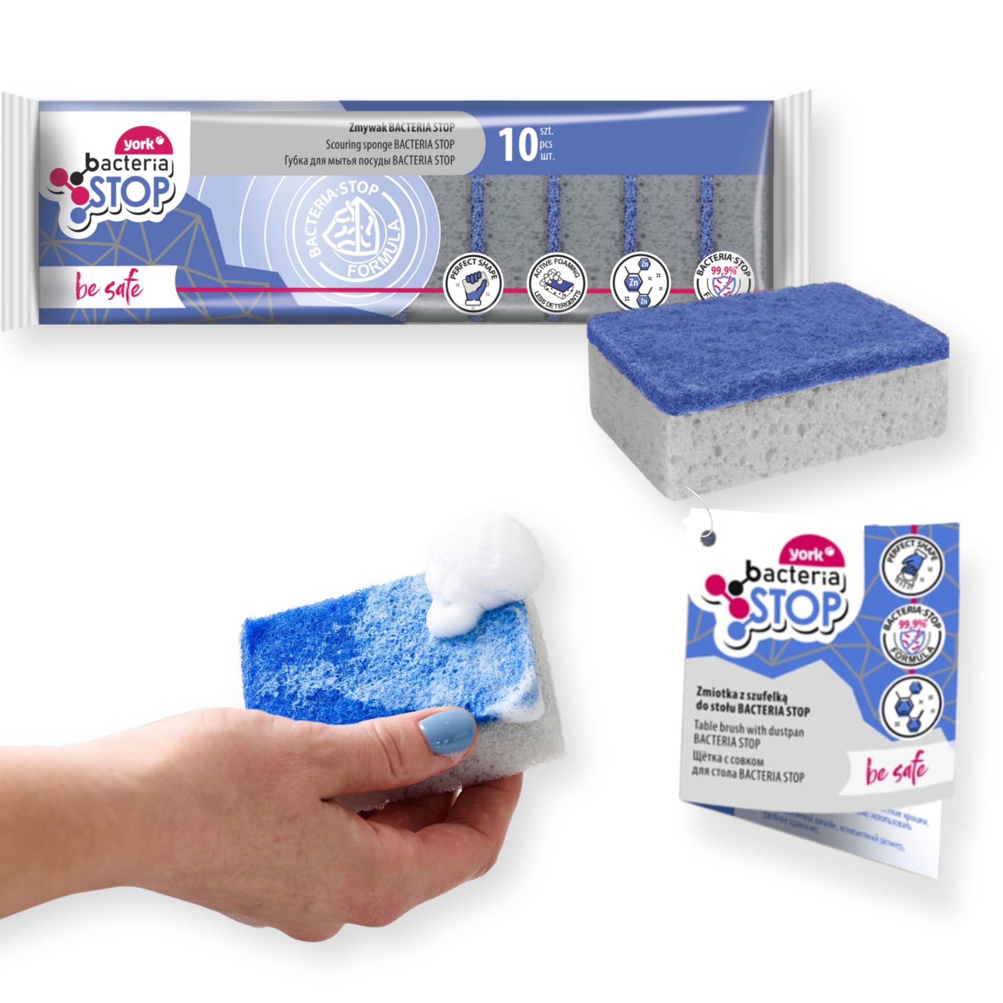 York Spülschwamm 10er Set Topfreiniger Mit Antibakteriellen Eigenschaften Hygienisch mit Zinkmakromoleküle Geschirrschwamm Küchenschwamm Reinigungsschwamm Küche 9 x 6 x 3 cm 10 Stück Grey 10 Angebot bei HelloDeals